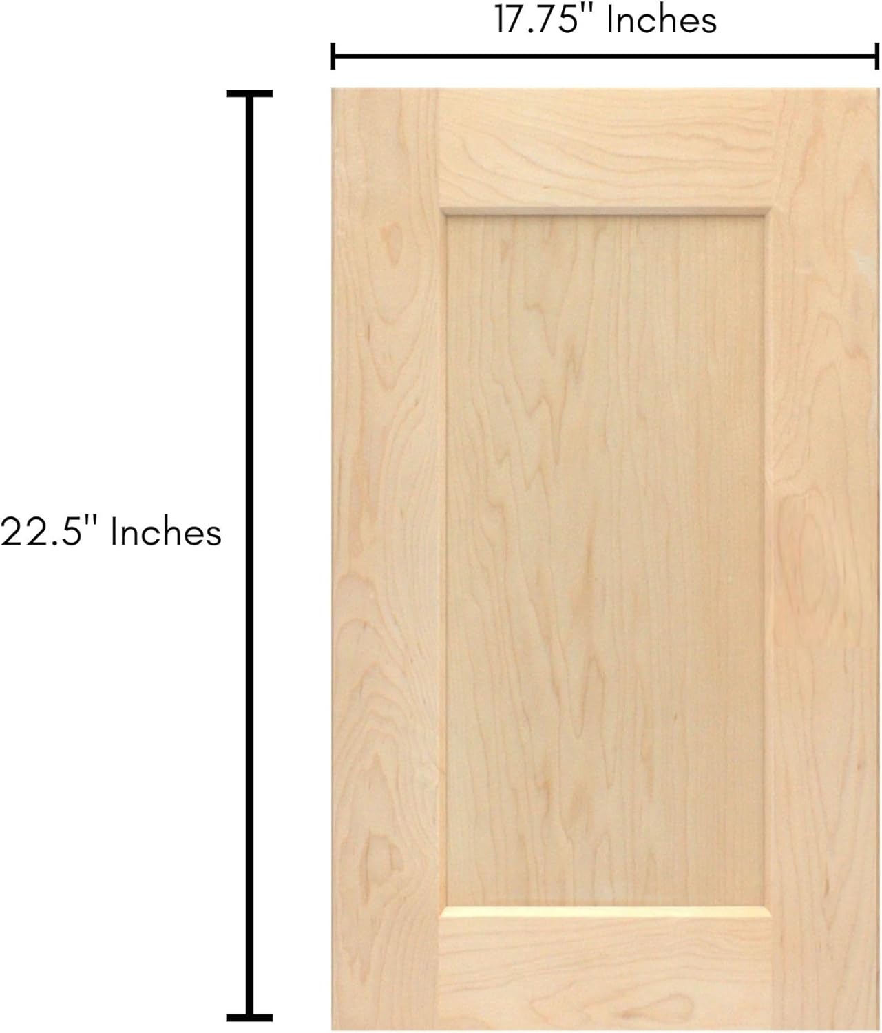 Unfinished Maple Shaker Cabinet Door Front Replacement - 17.75W x 22.5H | Ready to Paint or Stain | Solid Wood | Cabinet Door Replacement
