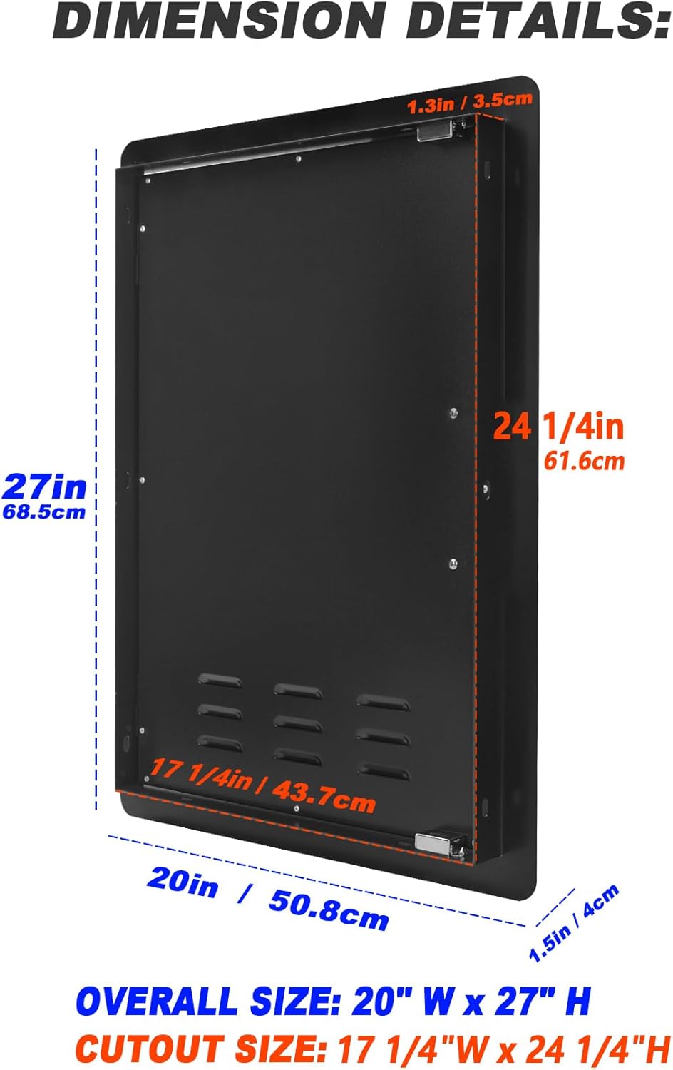 Stanbroil BBQ Outdoor Kitchen Door, Black Steel Single Vertical Access Door Perfect for Outdoor Kitchen, BBQ Island, Grilling Station -17 1/4" by 24 1/4"