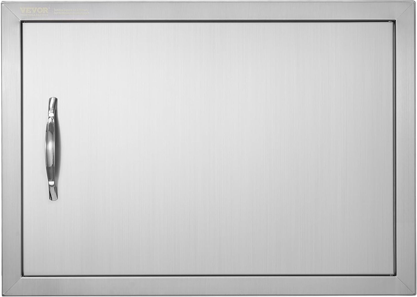 VEVOR BBQ Access Door, 17W x 24H Inch Single Outdoor Kitchen, Stainless Steel Flush Mount, Wall Vertical With Handle, for BBQ Island, Grilling Station, Outside Cabinet