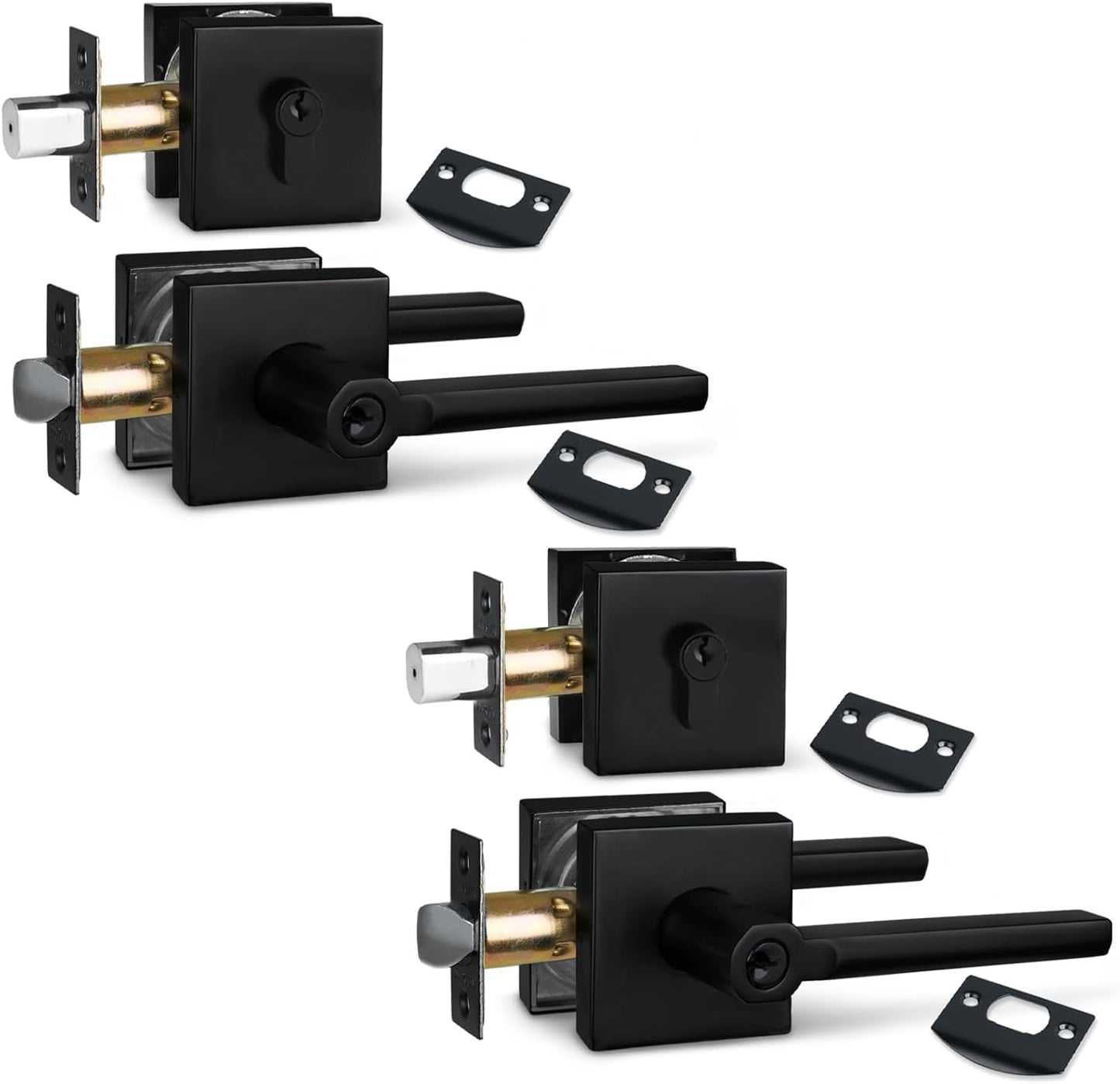 NEWBANG (6Pack) Bed/Bath Room Door Lever for Privacy Bathroom and Interior Door Door Lock Handle in Aged Matt Black, HD1601-DB-BK-6P