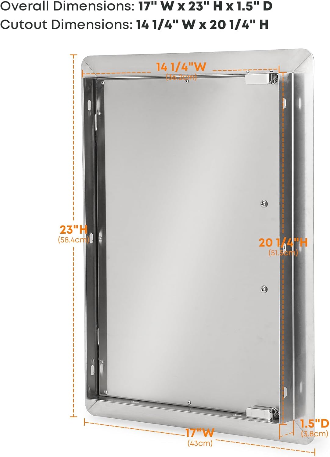 Stanbroil Outdoor Kitchen Doors 17" W x 23" H, Single BBQ Access Door Wood Grain Vertical Door for BBQ Island, Grill Station, Outdoor Cabinet