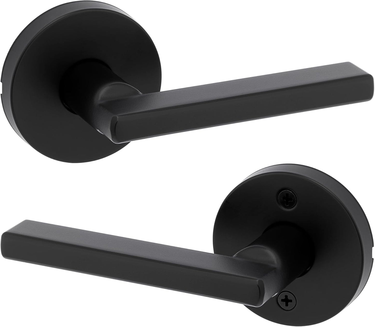 Kwikset Halifax Entry Door Handle with Lock and Key, Secure Keyed Reversible Lever Exterior, For Front Entrance and Bedrooms, Matte Black, Pick Resistant Smartkey Rekey Security and Microban