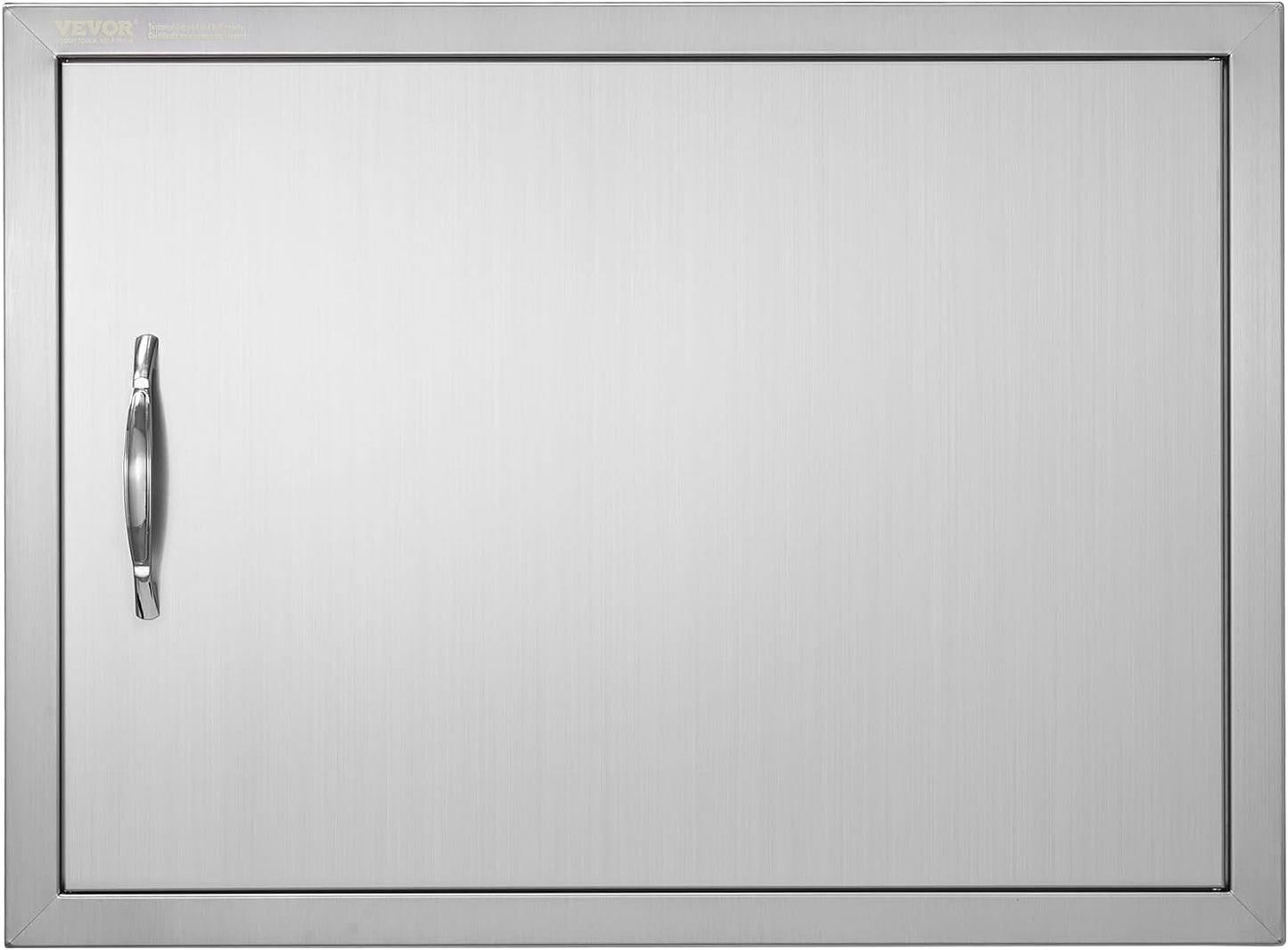 VEVOR BBQ Access Door, 17W x 24H Inch Single Outdoor Kitchen, Stainless Steel Flush Mount, Wall Vertical With Handle, for BBQ Island, Grilling Station, Outside Cabinet