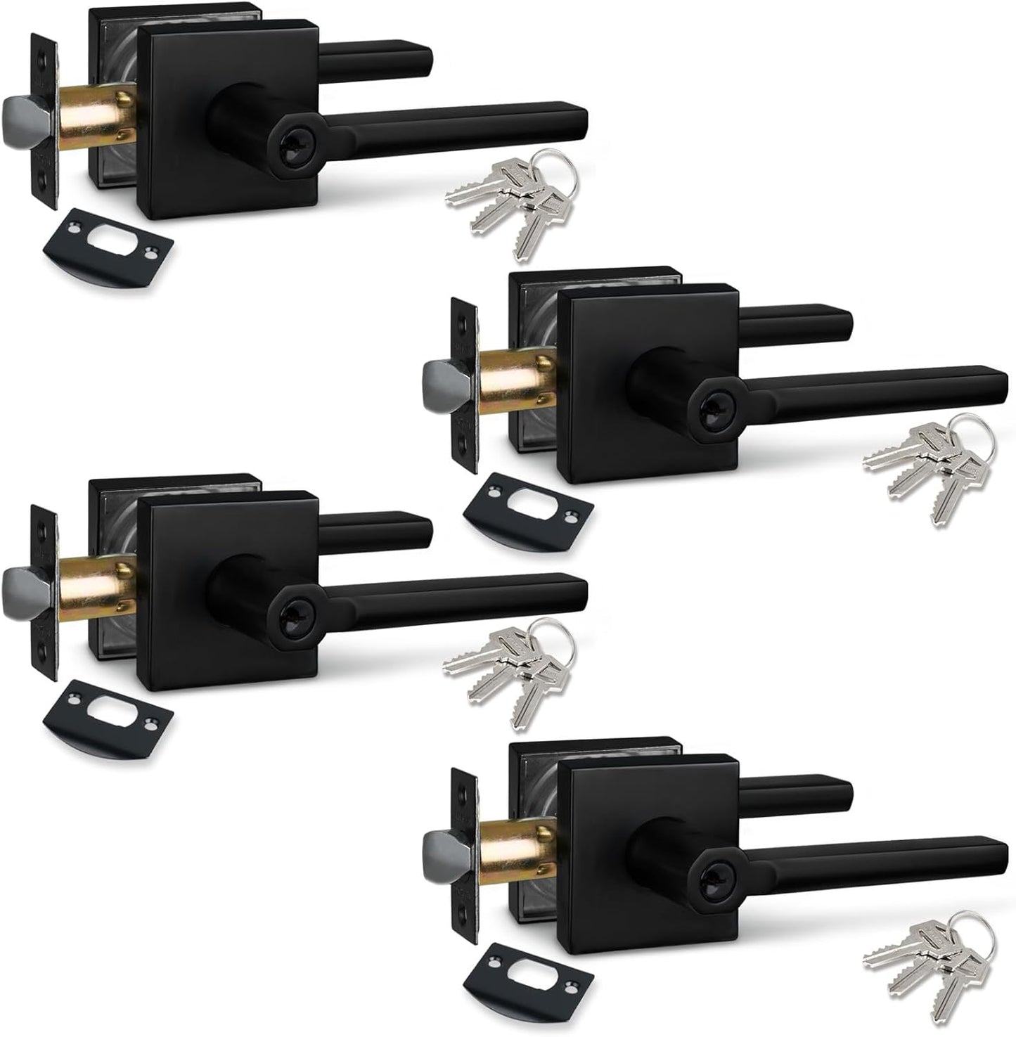 NEWBANG (6Pack) Bed/Bath Room Door Lever for Privacy Bathroom and Interior Door Door Lock Handle in Aged Matt Black, HD1601-DB-BK-6P