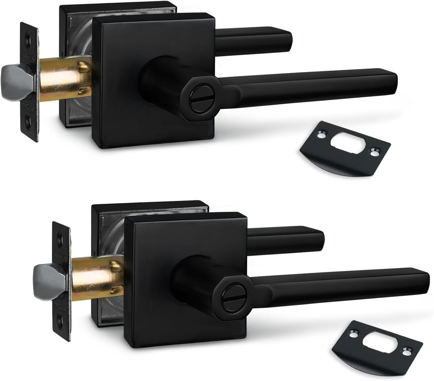 NEWBANG (6Pack) Bed/Bath Room Door Lever for Privacy Bathroom and Interior Door Door Lock Handle in Aged Matt Black, HD1601-DB-BK-6P