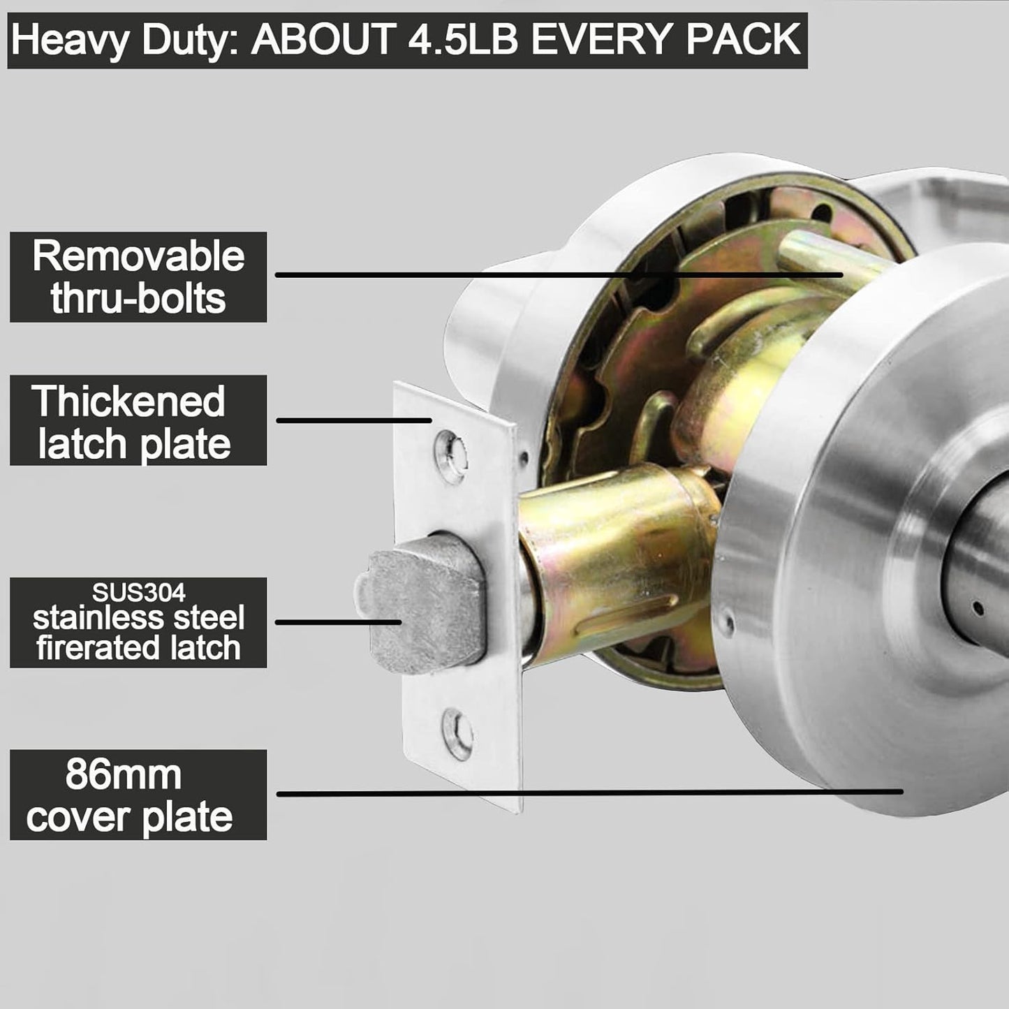 Keyed Entry Grade 2 Commercial Door Locks Heavy Duty Office Door Lever, Non-Handed, UL 3 Hour Fire Rated, ADA Compliant, Satin Chrome Finish 26D, 2-3/4''Backset X-XG-ET-70