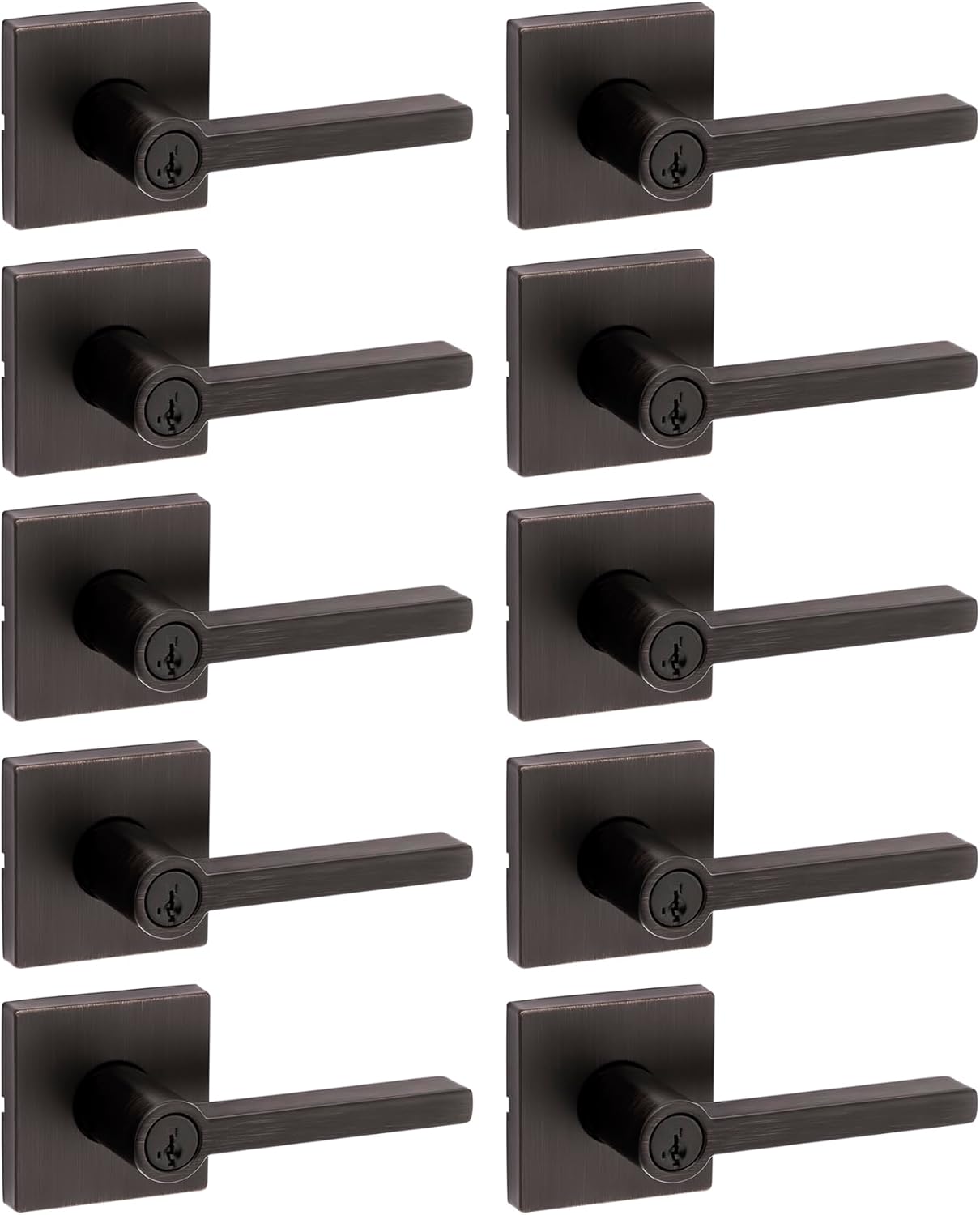 Kwikset Halifax Entry Door Handle with Lock and Key, Secure Keyed Reversible Lever Exterior, For Front Entrance and Bedrooms, Matte Black, Pick Resistant Smartkey Rekey Security and Microban