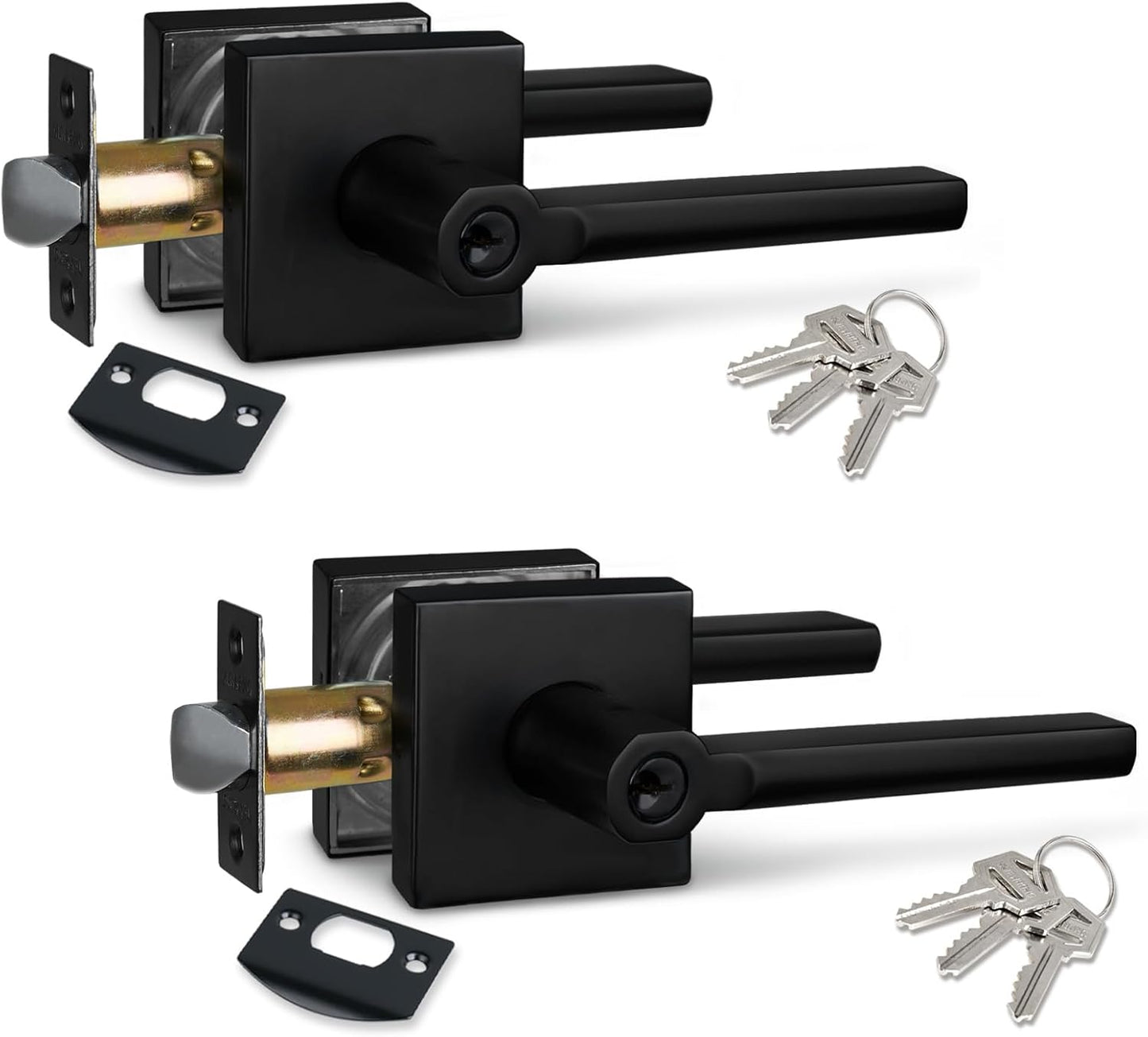 NEWBANG (6Pack) Bed/Bath Room Door Lever for Privacy Bathroom and Interior Door Door Lock Handle in Aged Matt Black, HD1601-DB-BK-6P