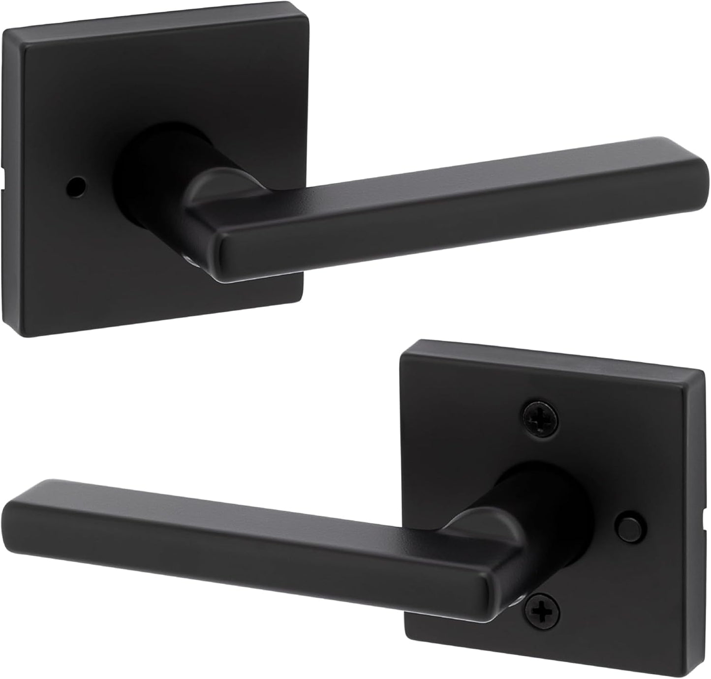 Kwikset Halifax Entry Door Handle with Lock and Key, Secure Keyed Reversible Lever Exterior, For Front Entrance and Bedrooms, Matte Black, Pick Resistant Smartkey Rekey Security and Microban