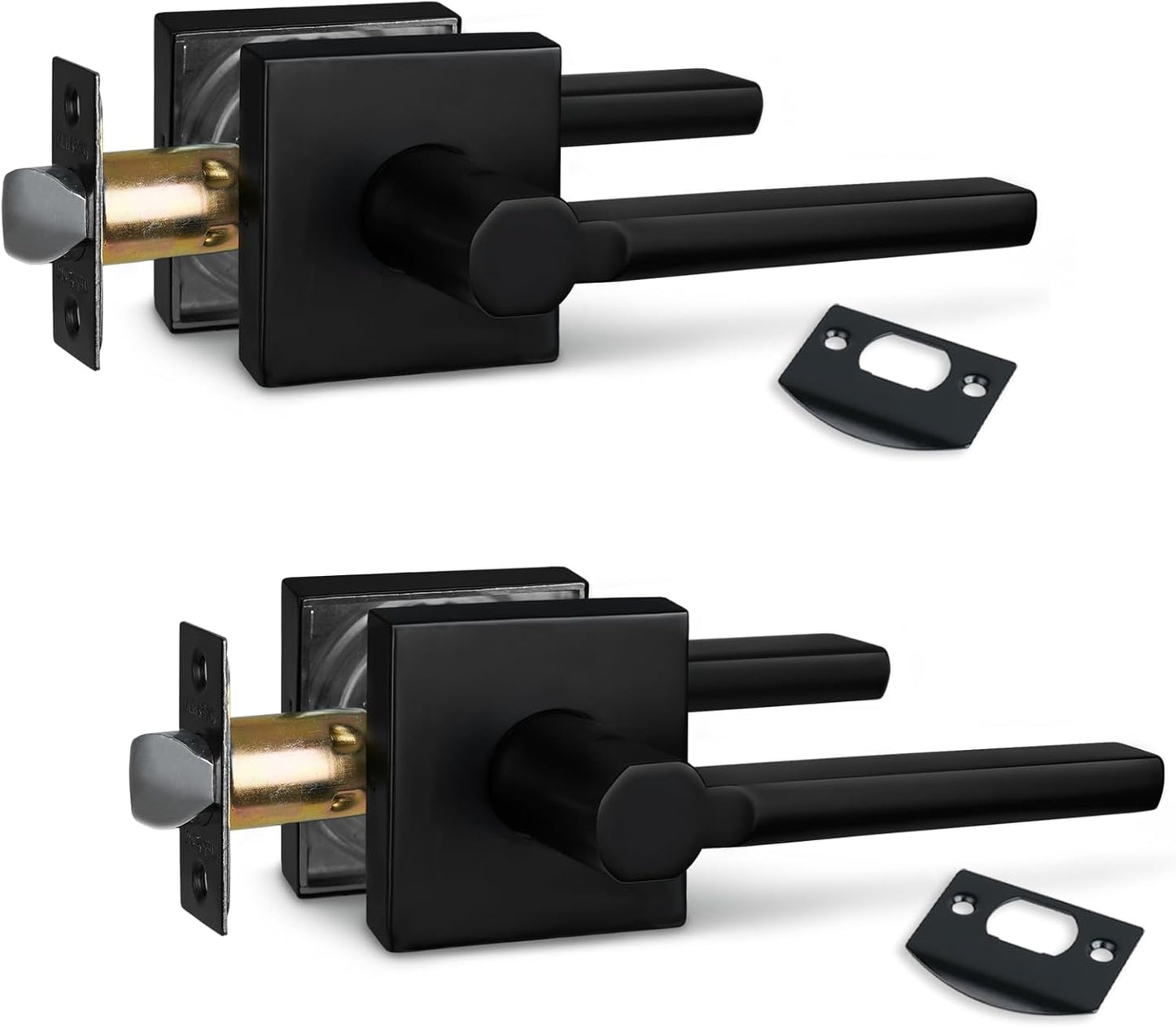 NEWBANG (6Pack) Bed/Bath Room Door Lever for Privacy Bathroom and Interior Door Door Lock Handle in Aged Matt Black, HD1601-DB-BK-6P