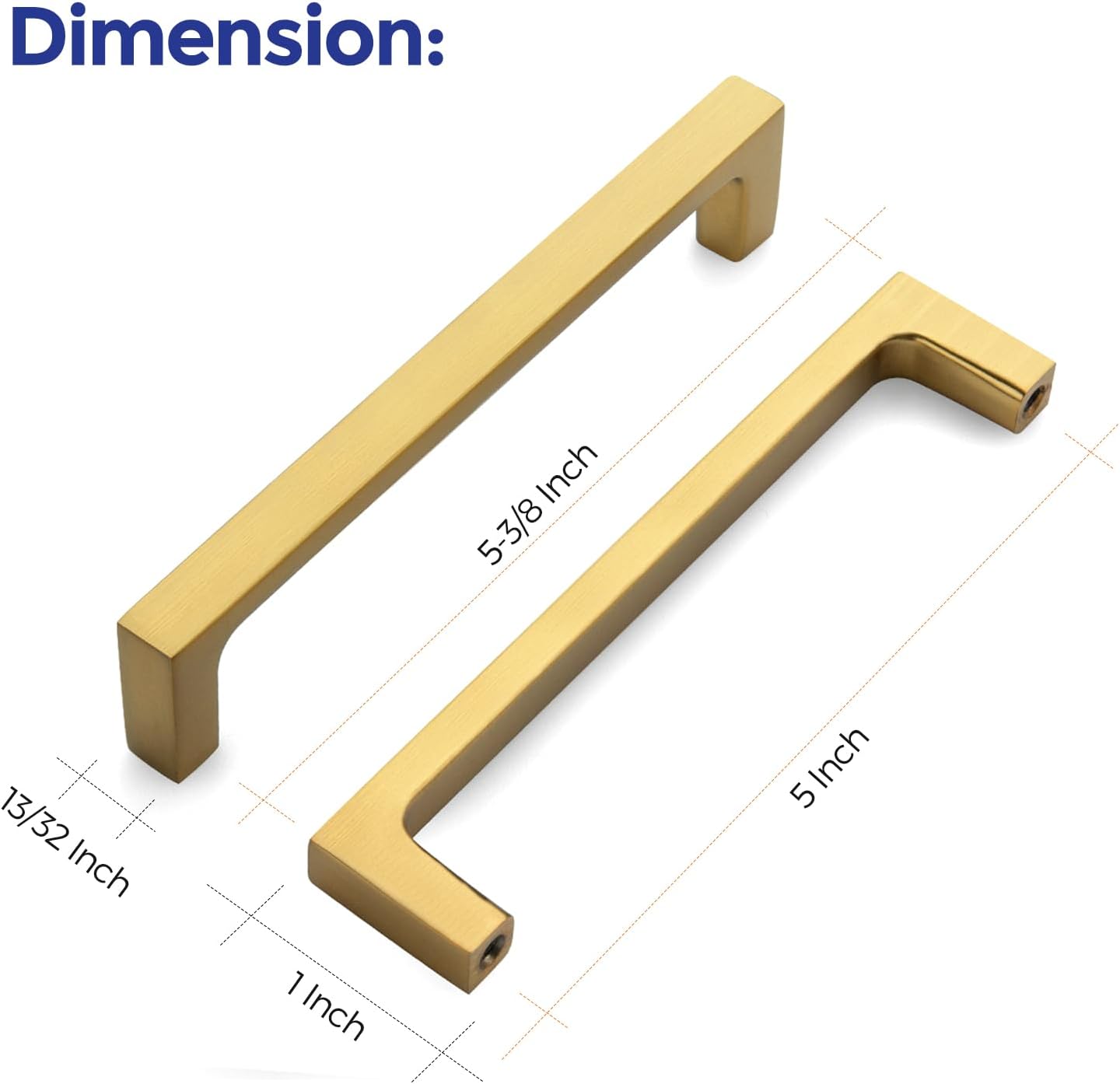 Ravinte 10 Pack Solid 5 Inch Kitchen Square Cabinet Handles Brushed Brass Drawer Pulls Kitchen Cabinet Hardware Handles