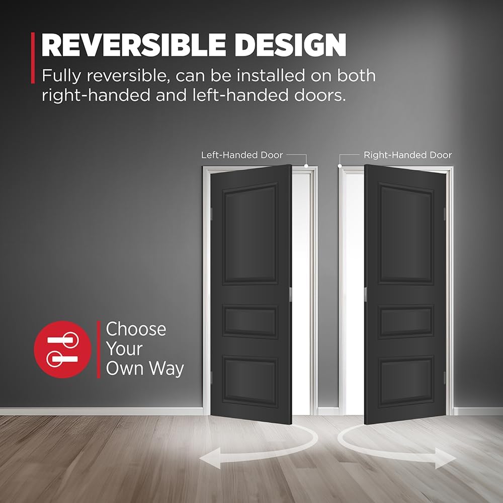 Kwikset San Clemente Front Door Handle No Lock, Entry Handleset Exterior with Interior Reversible Handed Lever, Non-Locking, Matte Black, Deadbolt Not Included, with Microban Protection