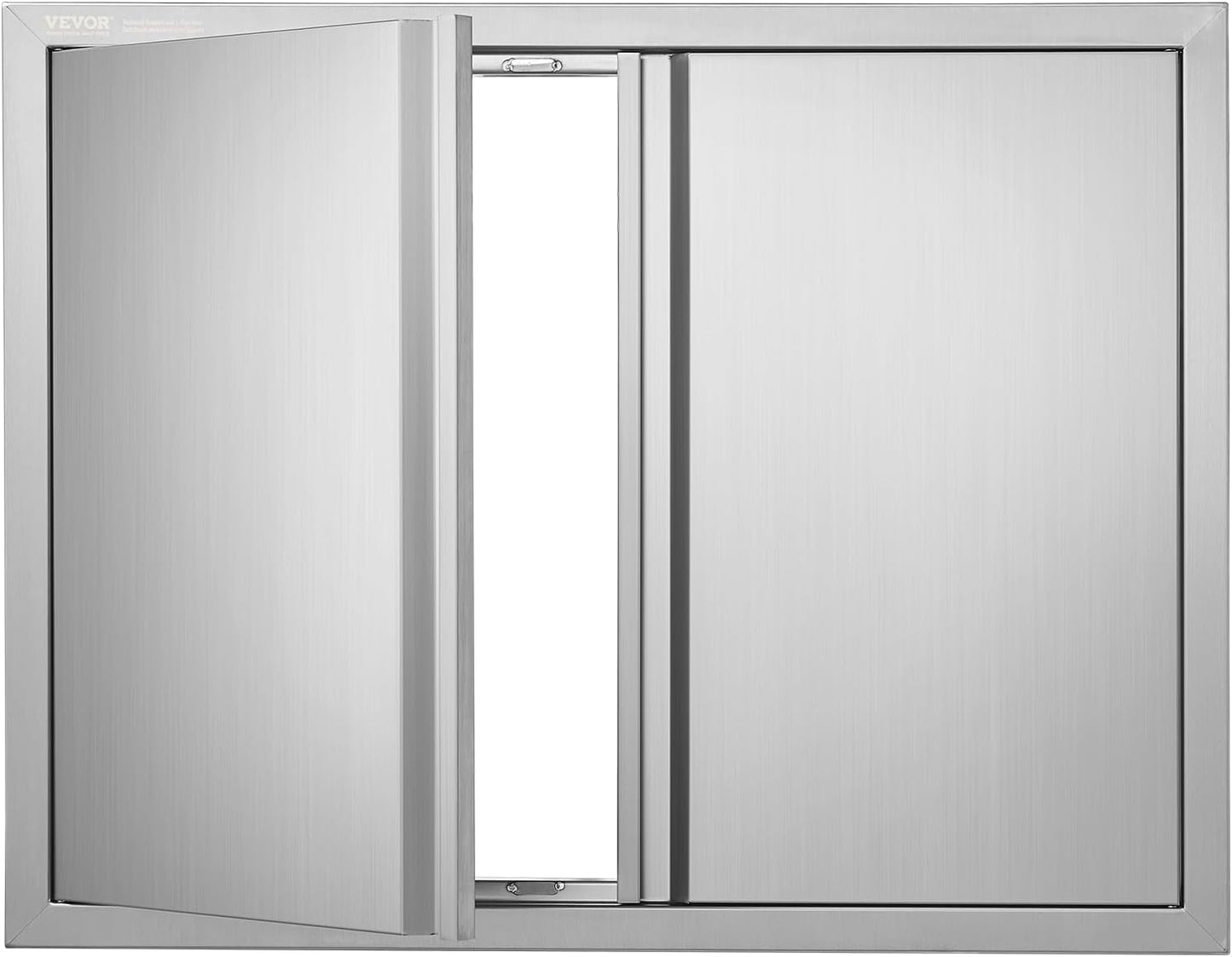 VEVOR BBQ Access Door, 17W x 24H Inch Single Outdoor Kitchen, Stainless Steel Flush Mount, Wall Vertical With Recessed Handle, for BBQ Island, Grilling Station, Outside Cabinet