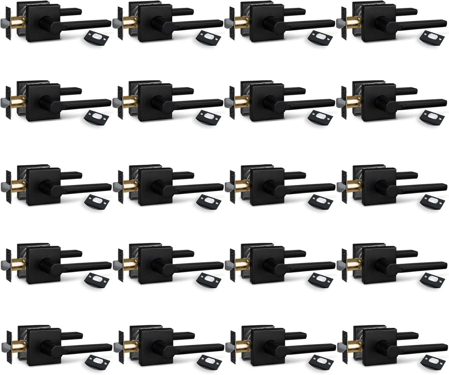 NEWBANG (6Pack) Bed/Bath Room Door Lever for Privacy Bathroom and Interior Door Door Lock Handle in Aged Matt Black, HD1601-DB-BK-6P
