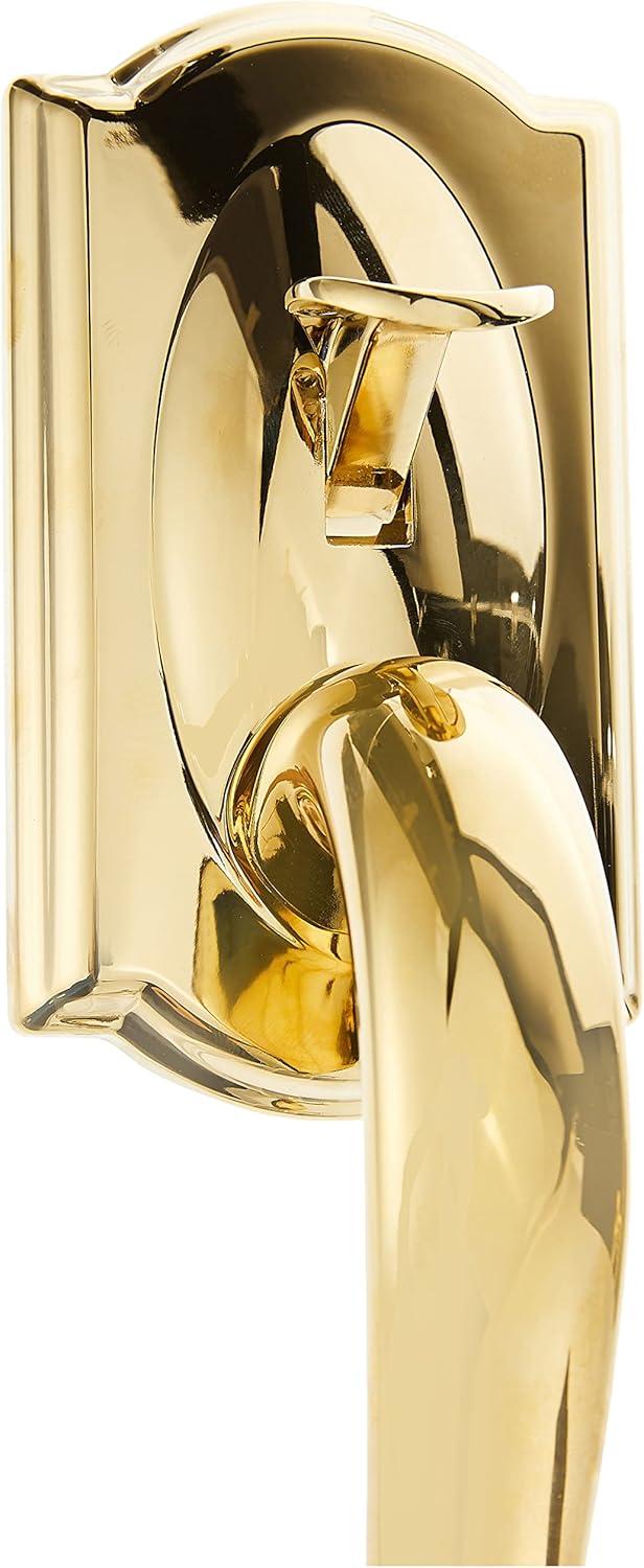 Schlage FE285 CAM 716 GEO Camelot Front Entry Handleset with Georgian Knob, Lower Half Grip, Aged Bronze