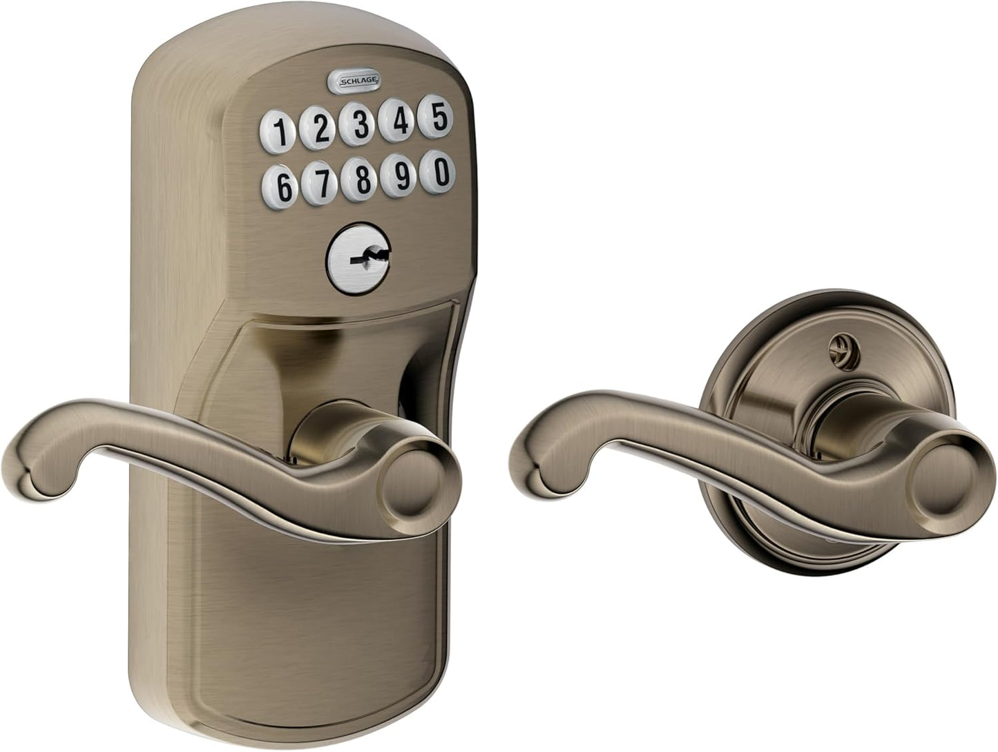 SCHLAGE FE575 PLY 626 ELA Plymouth Keypad Entry with Auto-Lock and Elan Levers, Brushed Chrome