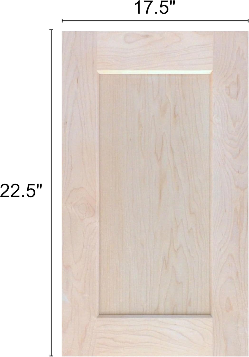 Unfinished Maple Shaker Cabinet Door Front Replacement - 17.75W x 22.5H | Ready to Paint or Stain | Solid Wood | Cabinet Door Replacement
