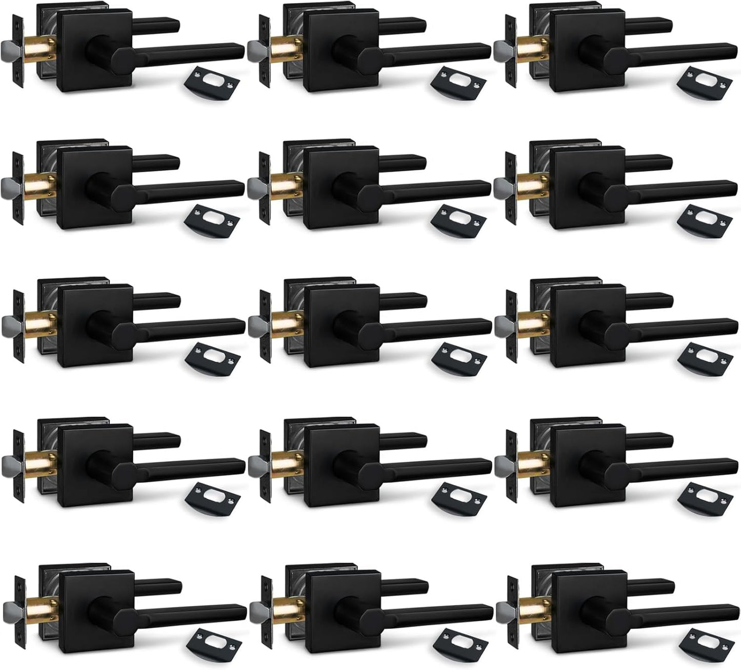 NEWBANG (6Pack) Bed/Bath Room Door Lever for Privacy Bathroom and Interior Door Door Lock Handle in Aged Matt Black, HD1601-DB-BK-6P