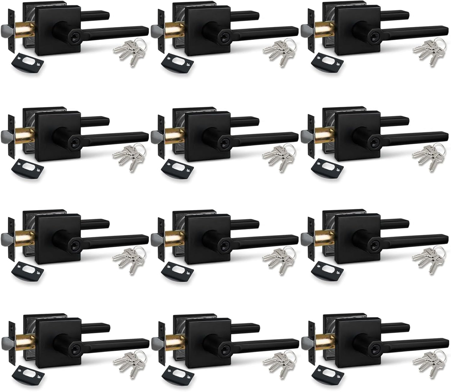 NEWBANG (6Pack) Bed/Bath Room Door Lever for Privacy Bathroom and Interior Door Door Lock Handle in Aged Matt Black, HD1601-DB-BK-6P
