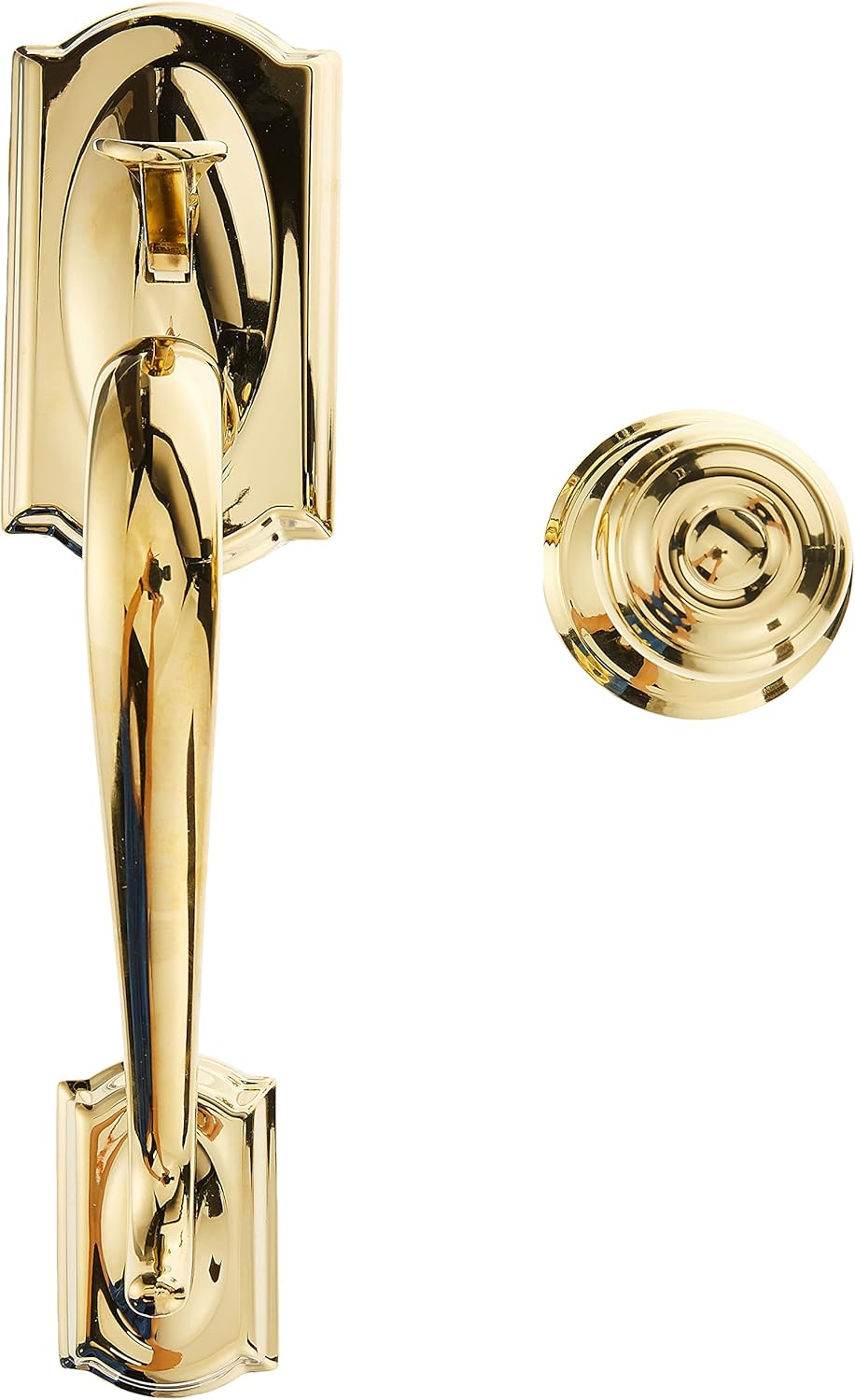 Schlage FE285 CAM 716 GEO Camelot Front Entry Handleset with Georgian Knob, Lower Half Grip, Aged Bronze