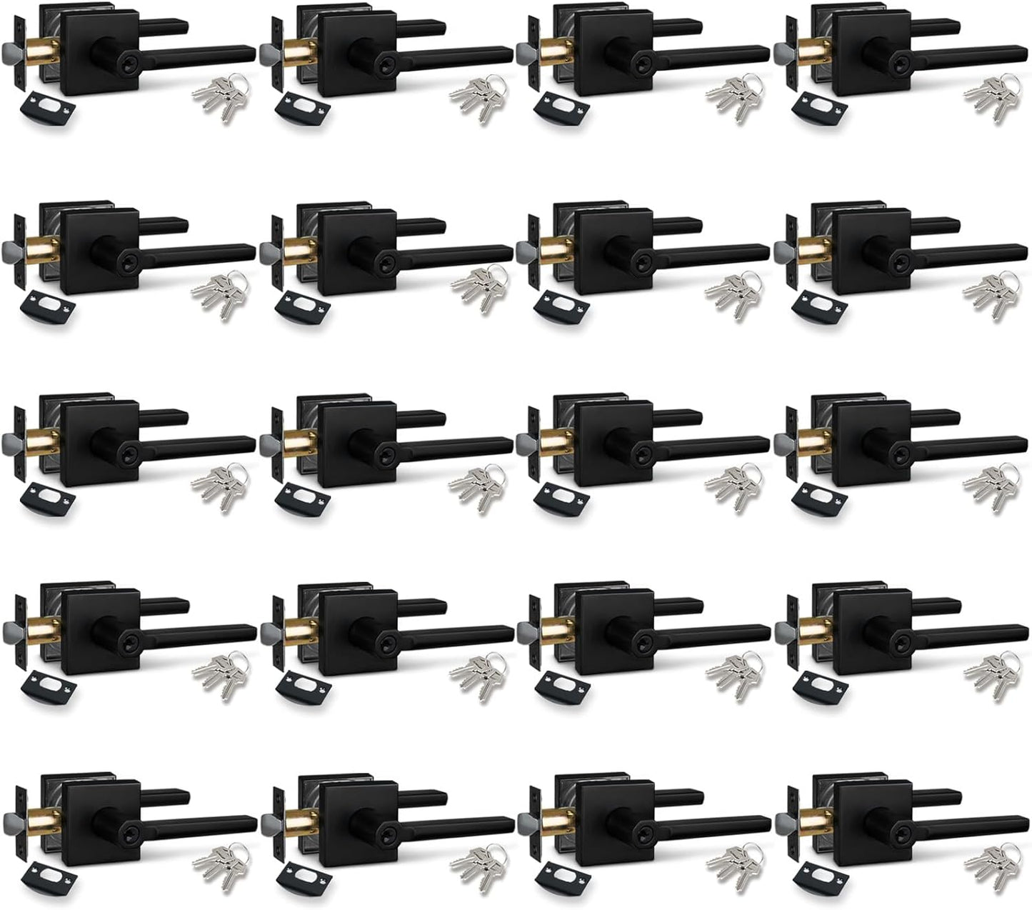 NEWBANG (6Pack) Bed/Bath Room Door Lever for Privacy Bathroom and Interior Door Door Lock Handle in Aged Matt Black, HD1601-DB-BK-6P