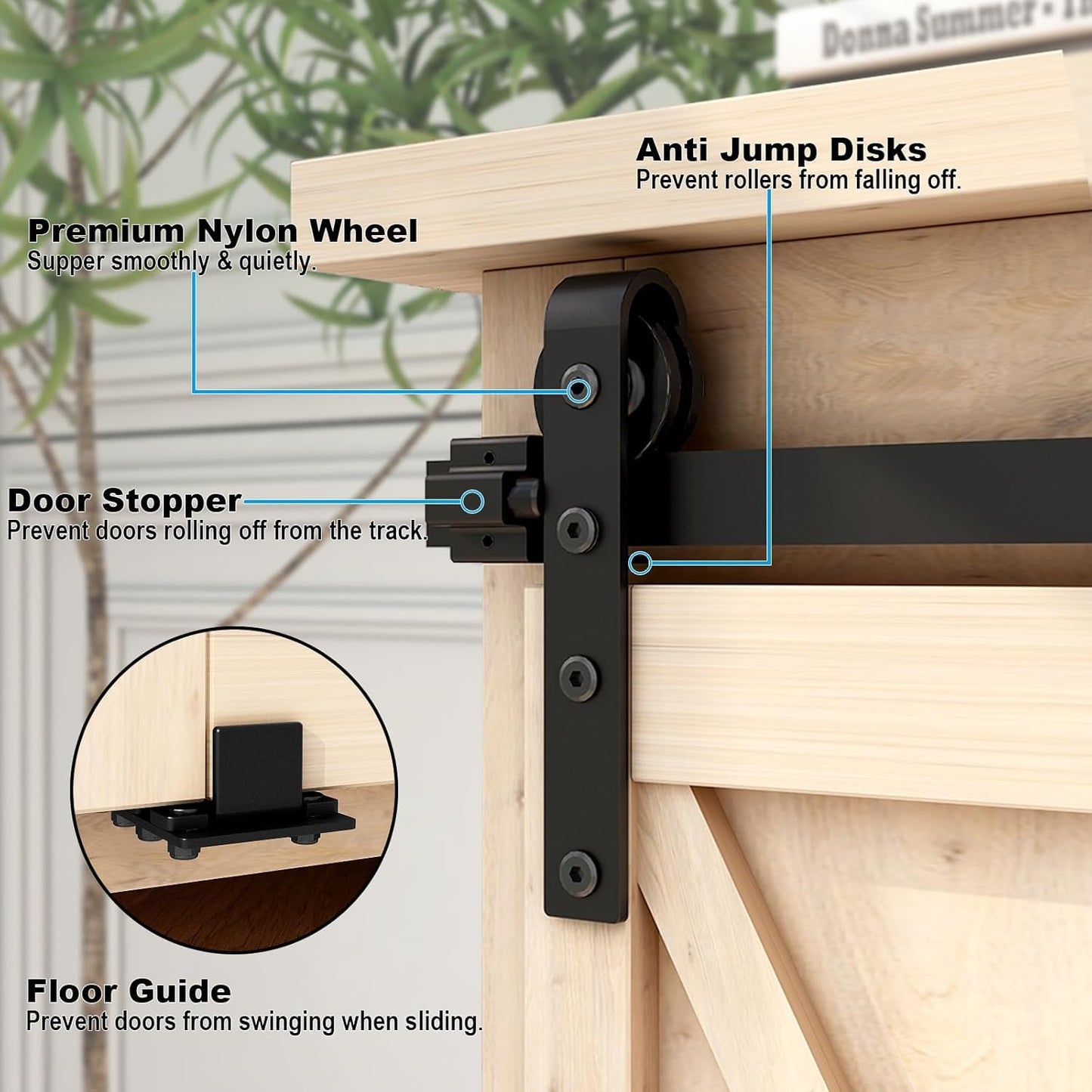3FT Mini Bypass Barn Door Hardware Kit for 2 Doors, Small Cabinet Barn Door Hardware Track Kit for Cabinet, TV Stand, Cupboard (No Cabinet)