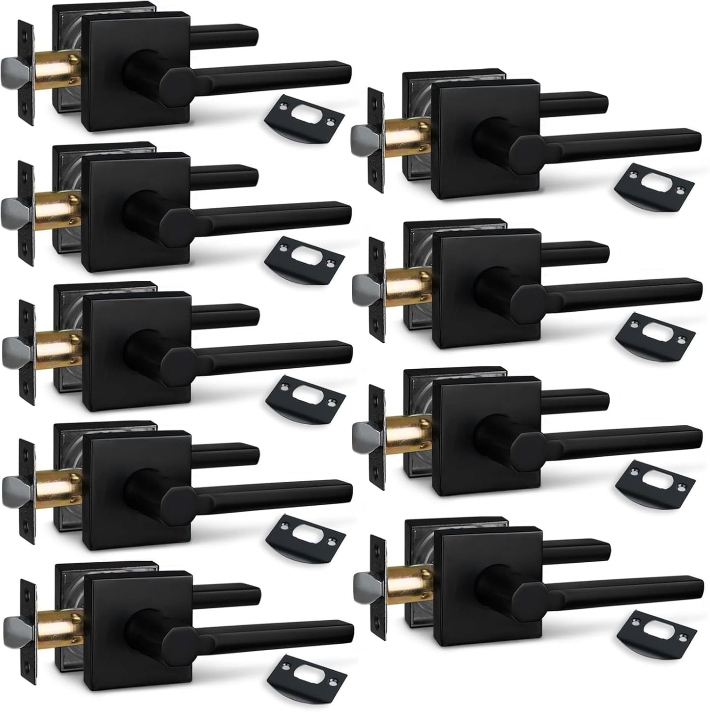 NEWBANG (6Pack) Bed/Bath Room Door Lever for Privacy Bathroom and Interior Door Door Lock Handle in Aged Matt Black, HD1601-DB-BK-6P