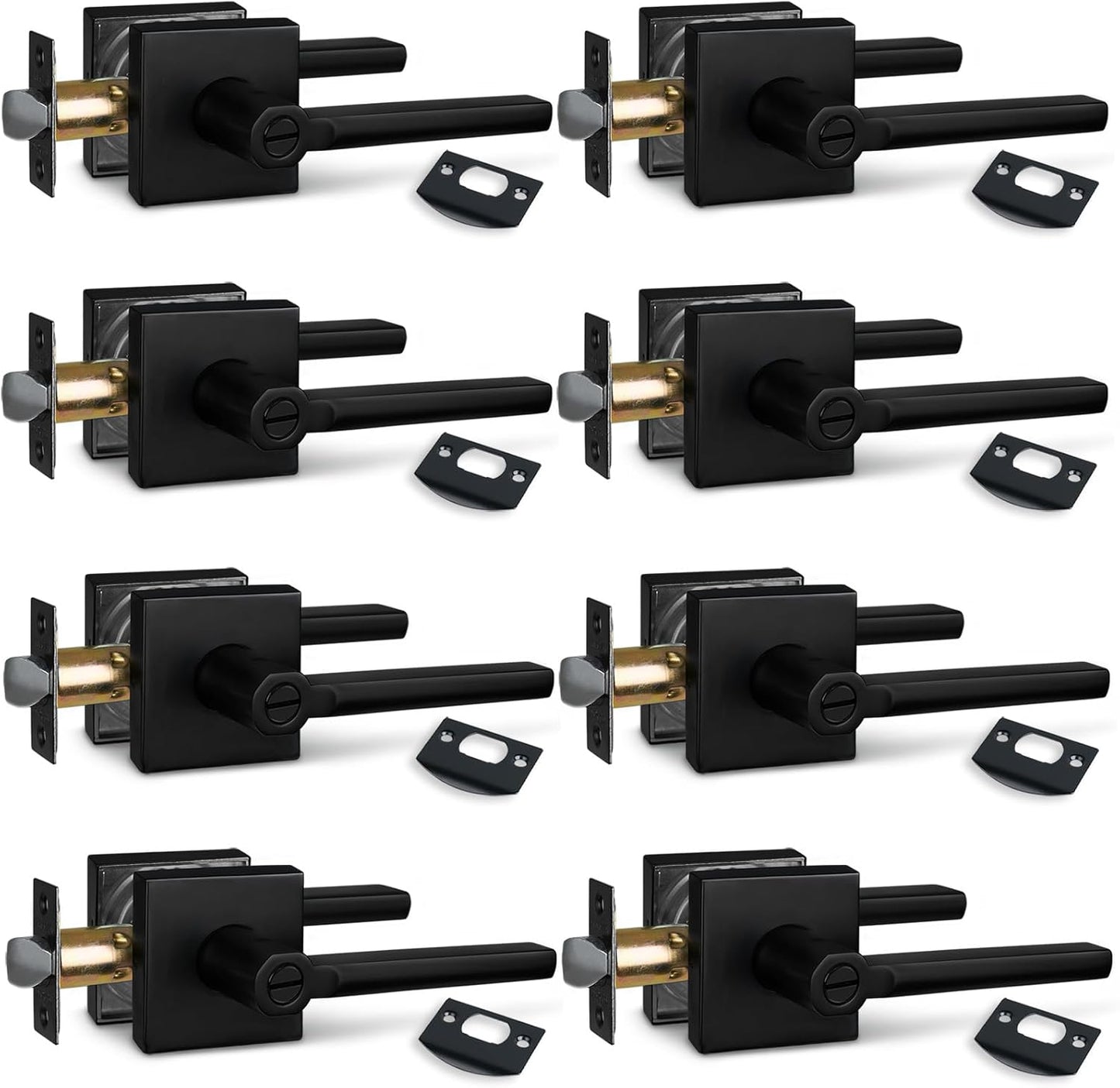 NEWBANG (6Pack) Bed/Bath Room Door Lever for Privacy Bathroom and Interior Door Door Lock Handle in Aged Matt Black, HD1601-DB-BK-6P