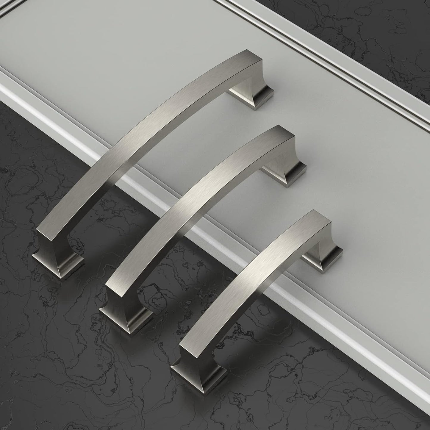Asidrama 10 Pack 5 Inch(128mm) Hole Centers Kitchen Cabinet Handles, Brushed Satin Nickel Cabinet Pulls Kitchen Cabinet Hardware for Cupboard Drawer Pulls