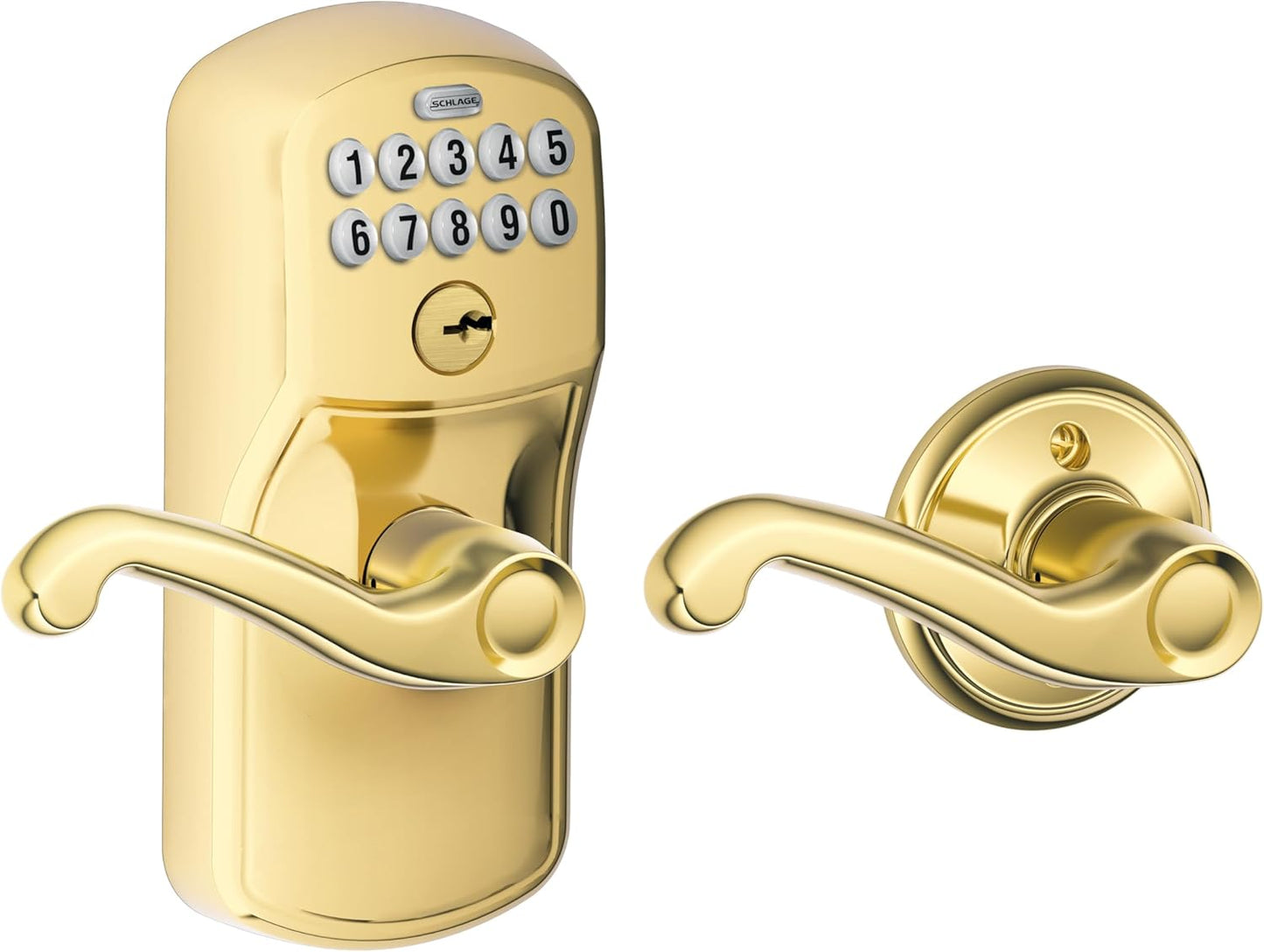 SCHLAGE FE575 PLY 626 ELA Plymouth Keypad Entry with Auto-Lock and Elan Levers, Brushed Chrome