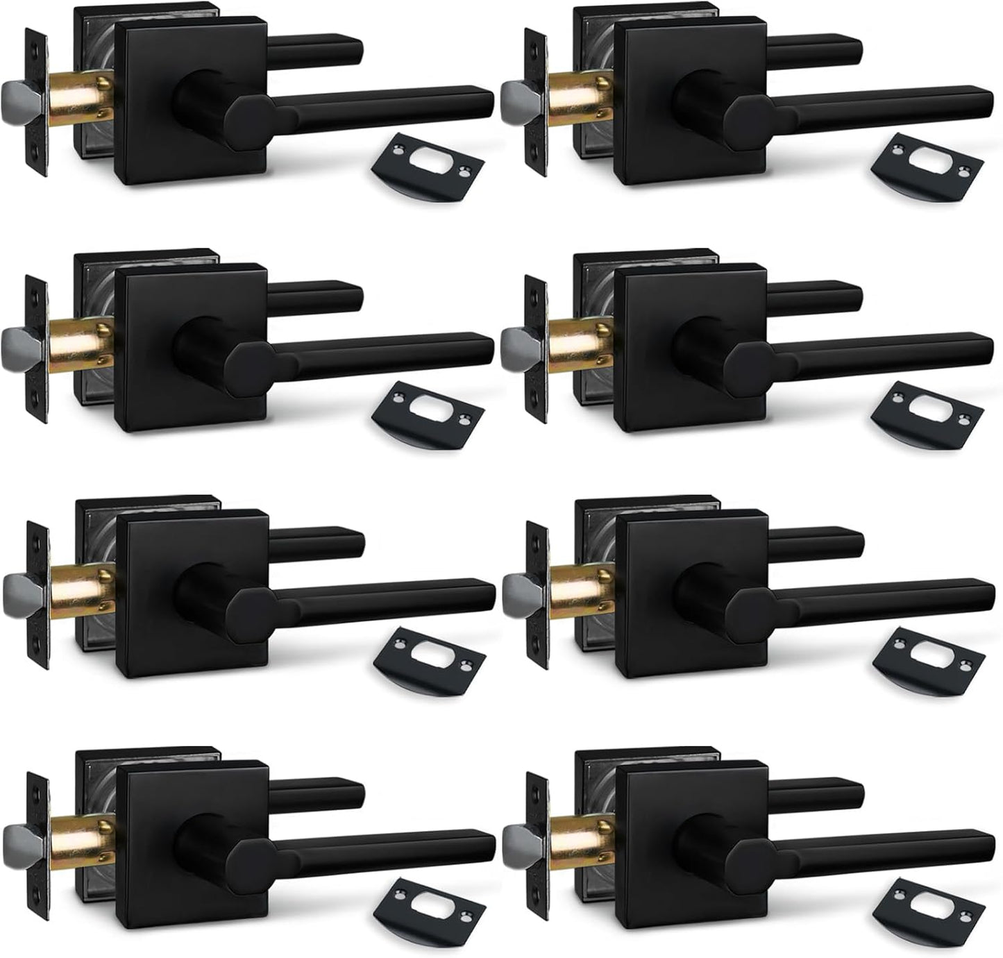NEWBANG (6Pack) Bed/Bath Room Door Lever for Privacy Bathroom and Interior Door Door Lock Handle in Aged Matt Black, HD1601-DB-BK-6P