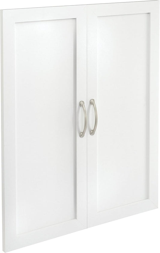 ClosetMaid SuiteSymphony Wood Closet Door Set Pair, Add On Accessory, Shaker Style, For Storage, Clothes, For 25 in. Units, Pure White/Satin Nickel