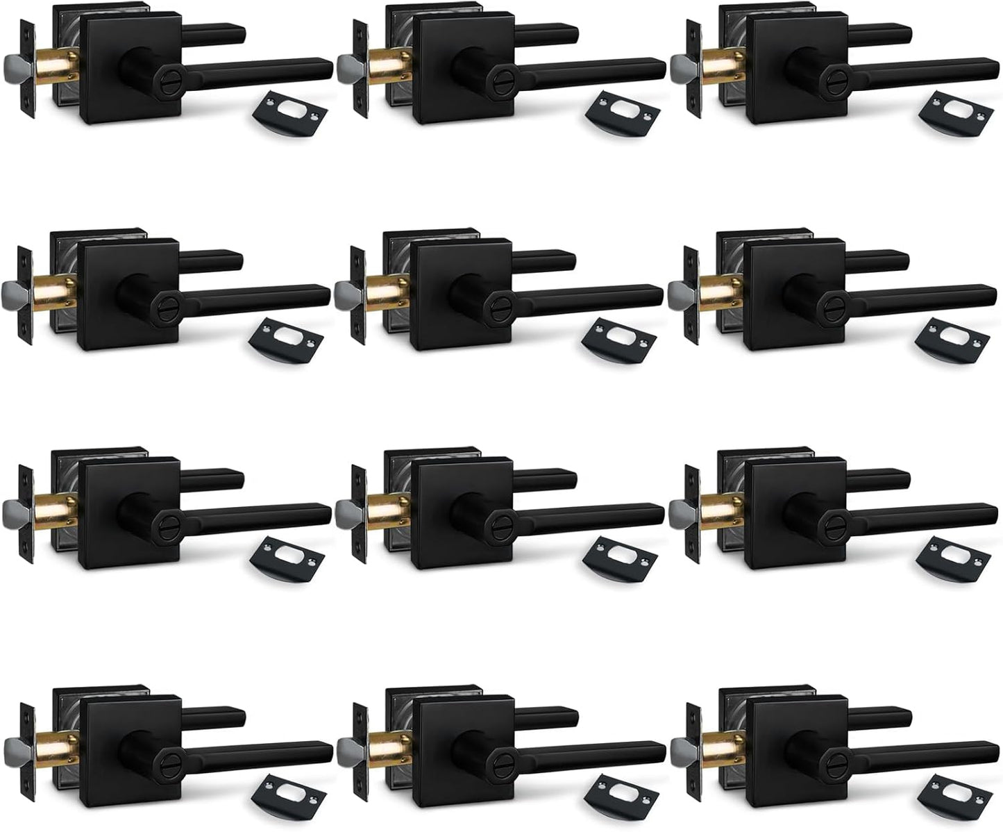 NEWBANG (6Pack) Bed/Bath Room Door Lever for Privacy Bathroom and Interior Door Door Lock Handle in Aged Matt Black, HD1601-DB-BK-6P