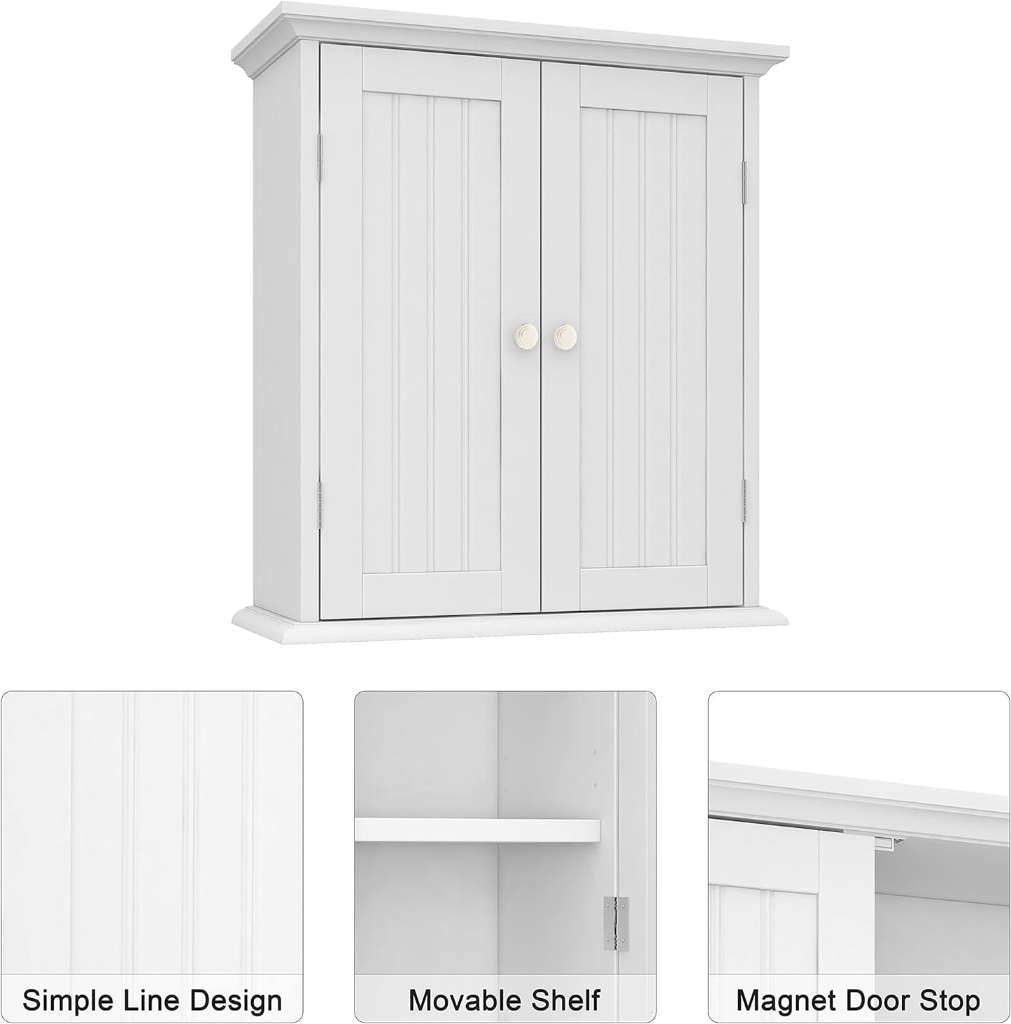 ChooChoo Bathroom Wall Cabinet, Over The Toilet Space Saver Storage Cabinet, Medicine Cabinet with 2 Door and Adjustable Shelves, Cupboard