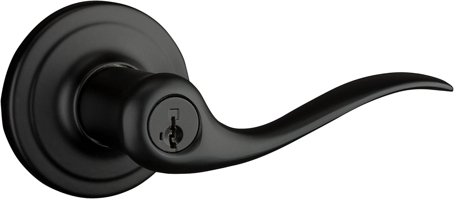 Kwikset Tustin Entry Door Handle with Lock and Key, Secure Keyed Reversible Lever Exterior, For Front Entrance and Bedrooms, Venetian Bronze, Pick Resistant Smartkey Rekey Security and Microban