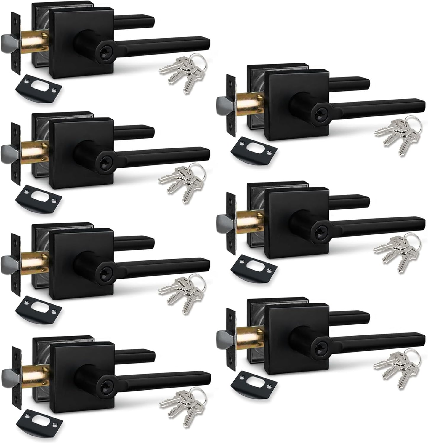 NEWBANG (6Pack) Bed/Bath Room Door Lever for Privacy Bathroom and Interior Door Door Lock Handle in Aged Matt Black, HD1601-DB-BK-6P