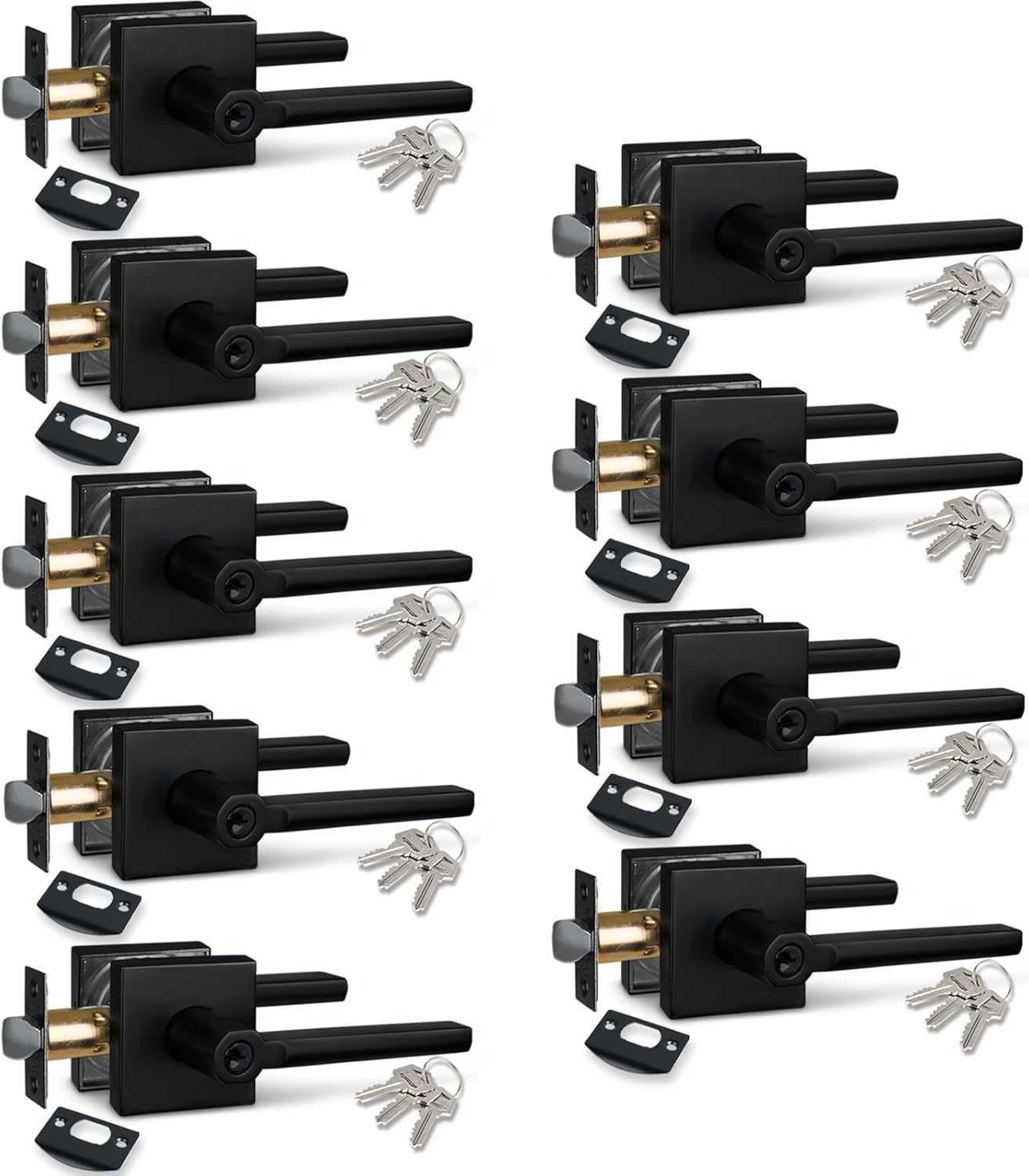 NEWBANG (6Pack) Bed/Bath Room Door Lever for Privacy Bathroom and Interior Door Door Lock Handle in Aged Matt Black, HD1601-DB-BK-6P
