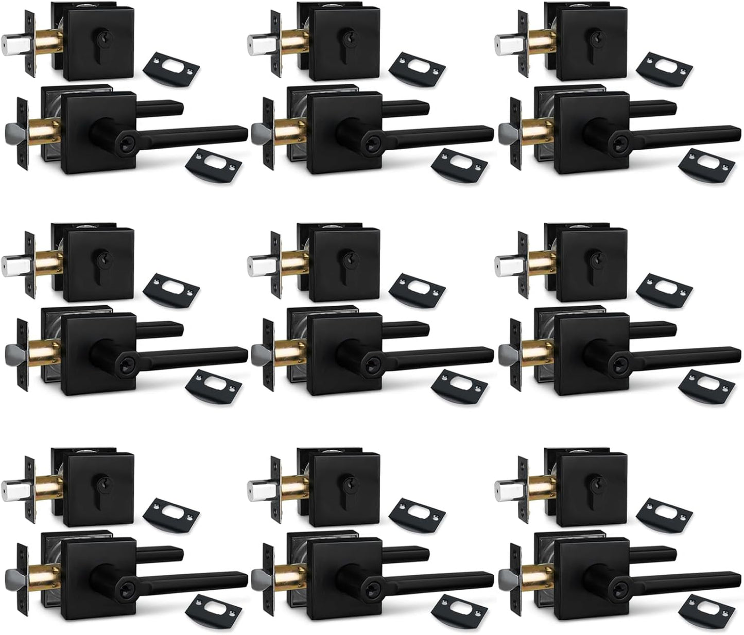 NEWBANG (6Pack) Bed/Bath Room Door Lever for Privacy Bathroom and Interior Door Door Lock Handle in Aged Matt Black, HD1601-DB-BK-6P