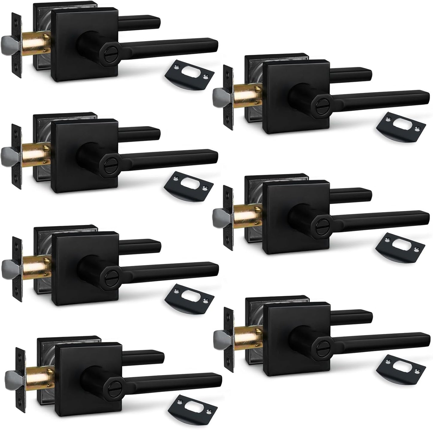 NEWBANG (6Pack) Bed/Bath Room Door Lever for Privacy Bathroom and Interior Door Door Lock Handle in Aged Matt Black, HD1601-DB-BK-6P