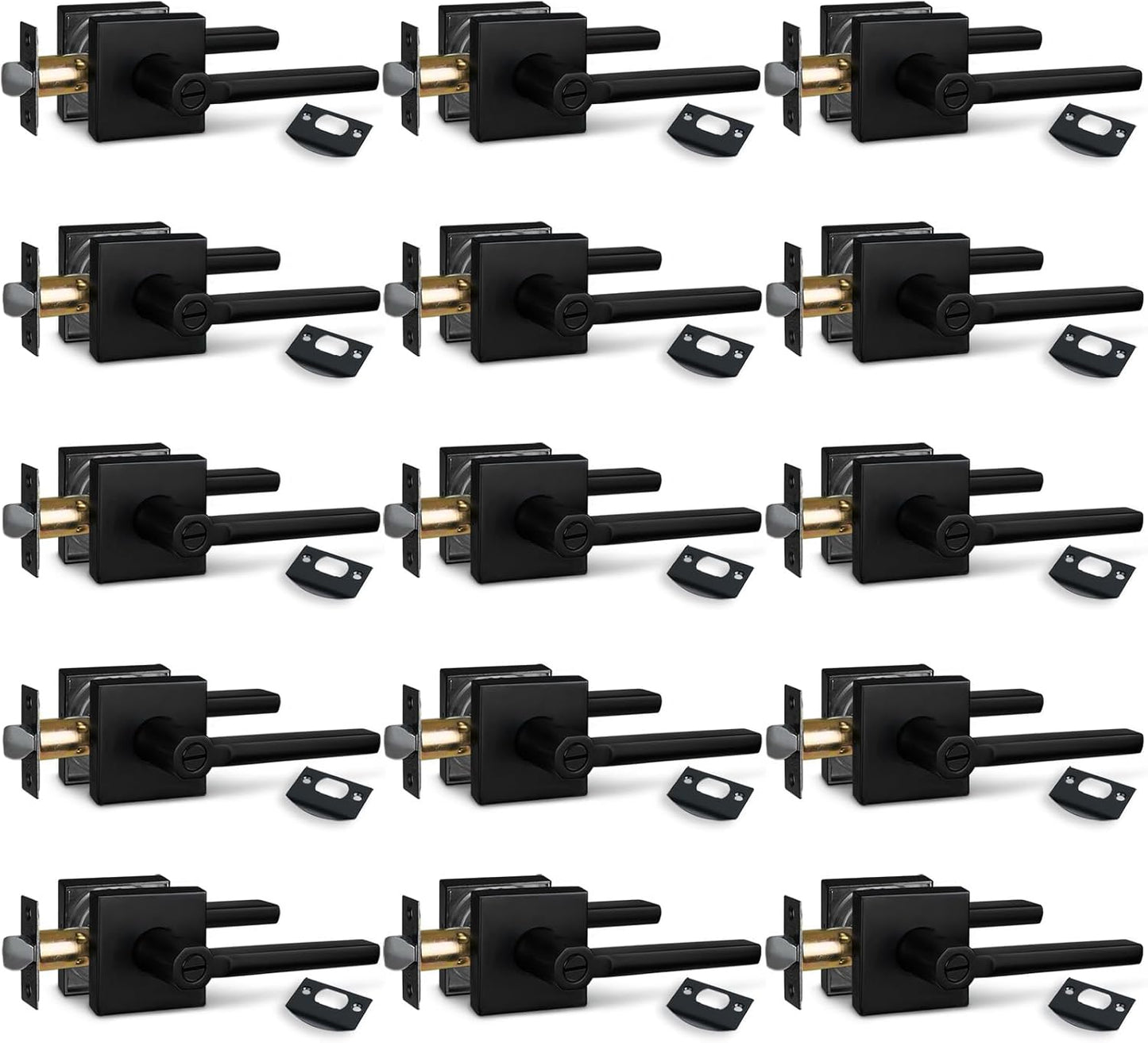 NEWBANG (6Pack) Bed/Bath Room Door Lever for Privacy Bathroom and Interior Door Door Lock Handle in Aged Matt Black, HD1601-DB-BK-6P