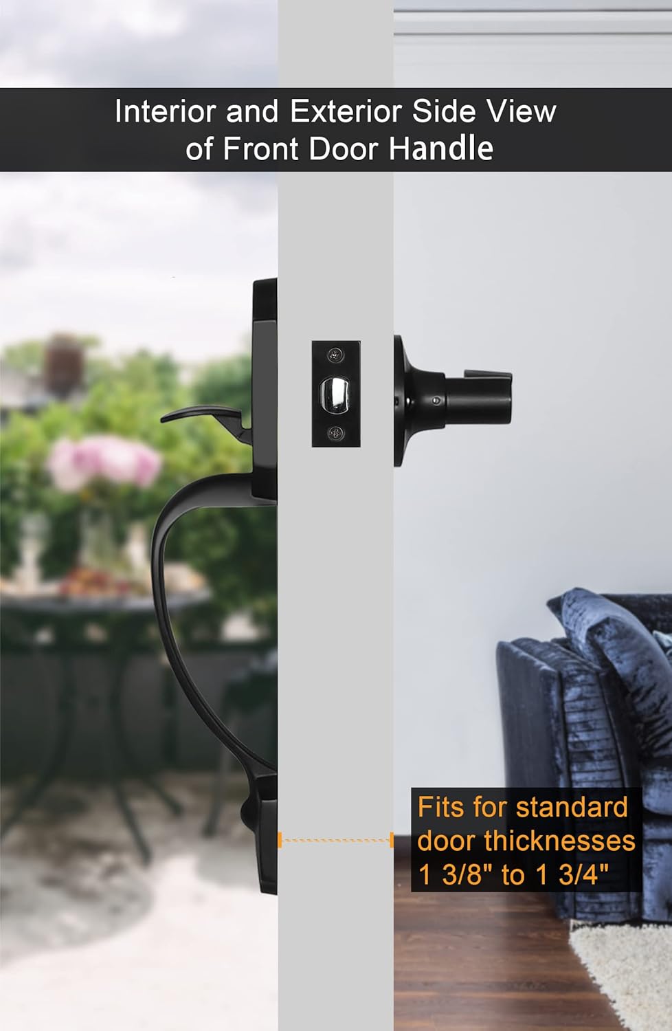 goldenwarm Black Front Door Handle, Entry Door Handle and Reversible Handle Lever, Single Cylinder Front Door Handle Only, Matte Black Front Door Entry Handleset