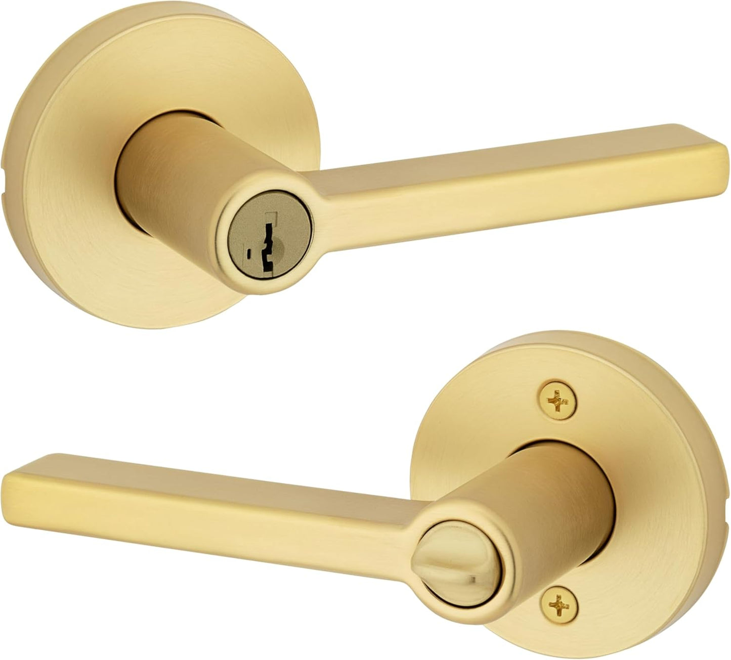 Kwikset Halifax Entry Door Handle with Lock and Key, Secure Keyed Reversible Lever Exterior, For Front Entrance and Bedrooms, Matte Black, Pick Resistant Smartkey Rekey Security and Microban