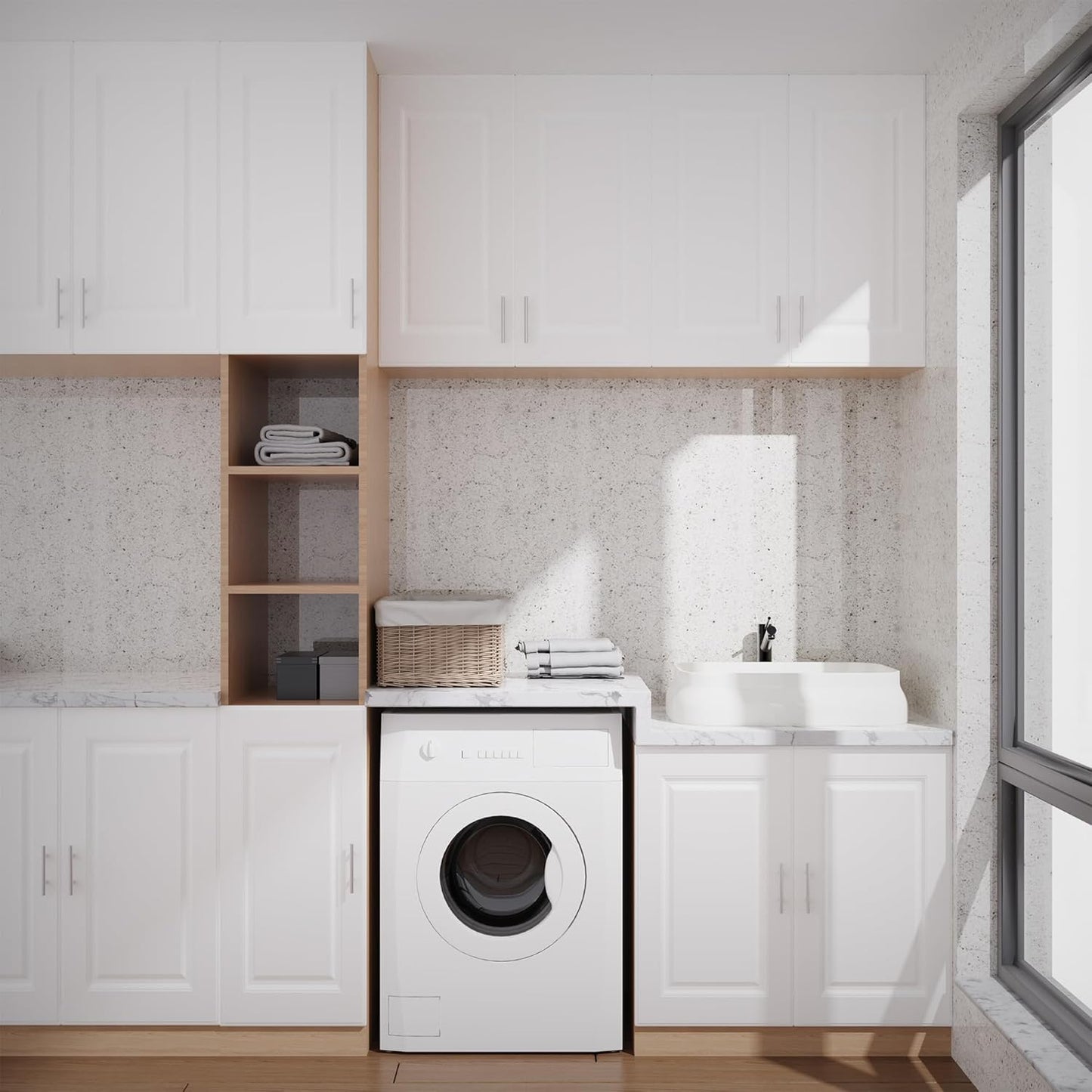 Built-in Cabinet Doors - Cabinet Replacement Doors for Kitchen, Living Room, Bedroom, Bathroom - 22.5 Inch High (White, 16.25 Inch Wide)