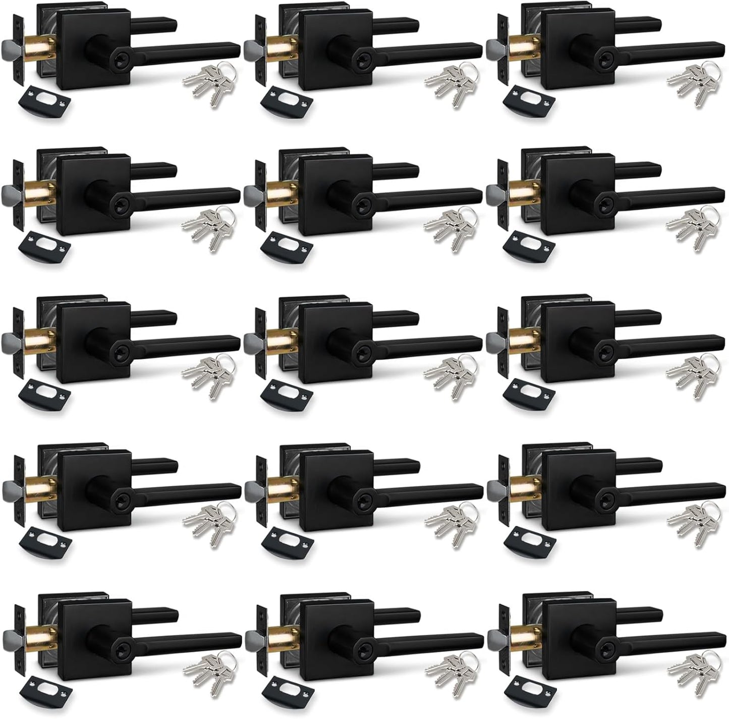 NEWBANG (6Pack) Bed/Bath Room Door Lever for Privacy Bathroom and Interior Door Door Lock Handle in Aged Matt Black, HD1601-DB-BK-6P