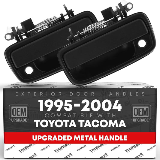 Exterior Front Driver & Passenger Door Handle Set, Upgraded Metal, Compatible with 1995-2004 Toyota Tacoma - Textured Black - 69220-35020, 69210-35020, 79345, 91318, 79344, 91319, TO1311117, TO131011