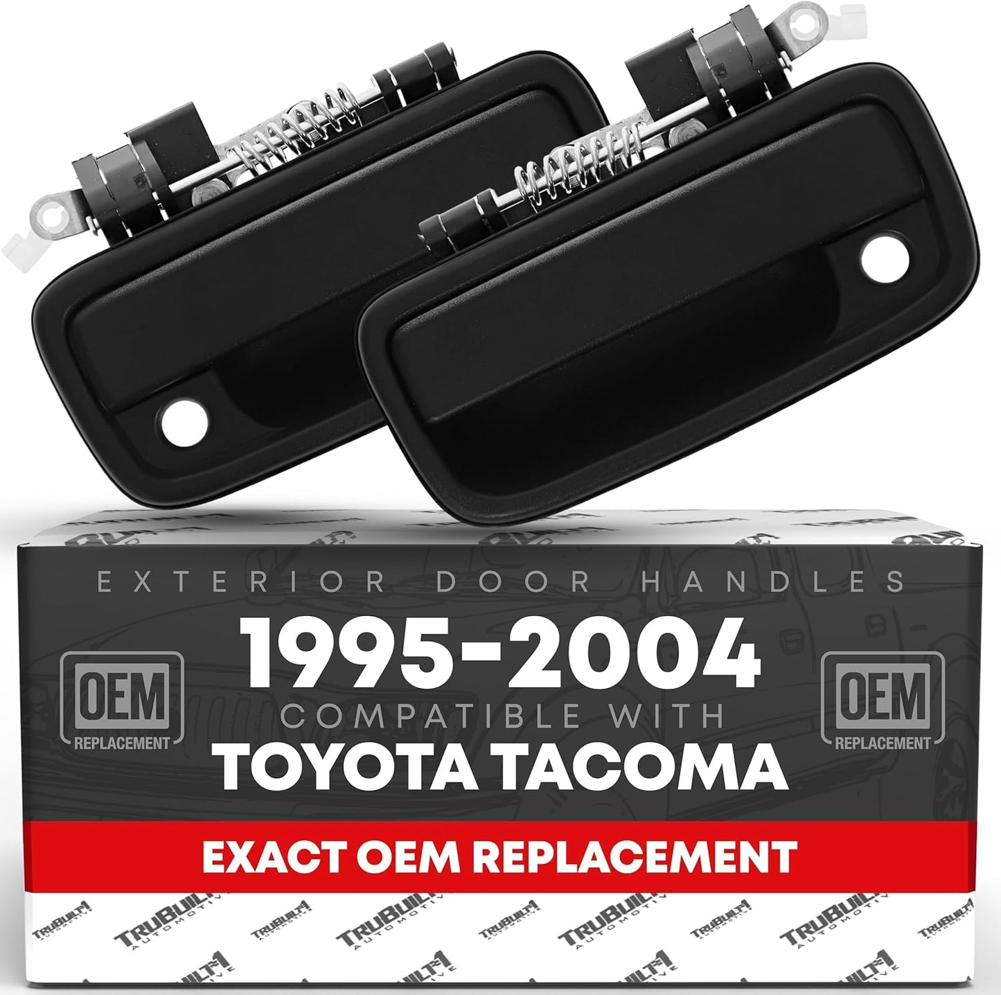 Exterior Front Driver & Passenger Door Handle Set, Upgraded Metal, Compatible with 1995-2004 Toyota Tacoma - Textured Black - 69220-35020, 69210-35020, 79345, 91318, 79344, 91319, TO1311117, TO131011