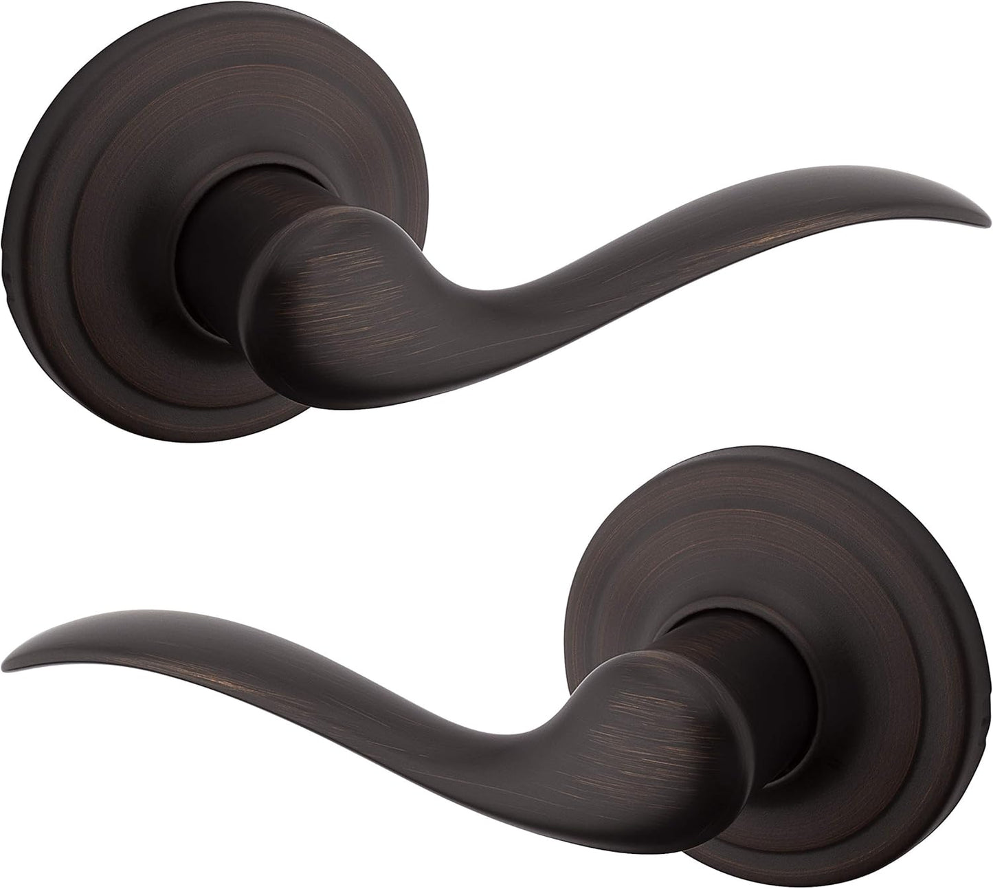 Kwikset Tustin Entry Door Handle with Lock and Key, Secure Keyed Reversible Lever Exterior, For Front Entrance and Bedrooms, Venetian Bronze, Pick Resistant Smartkey Rekey Security and Microban