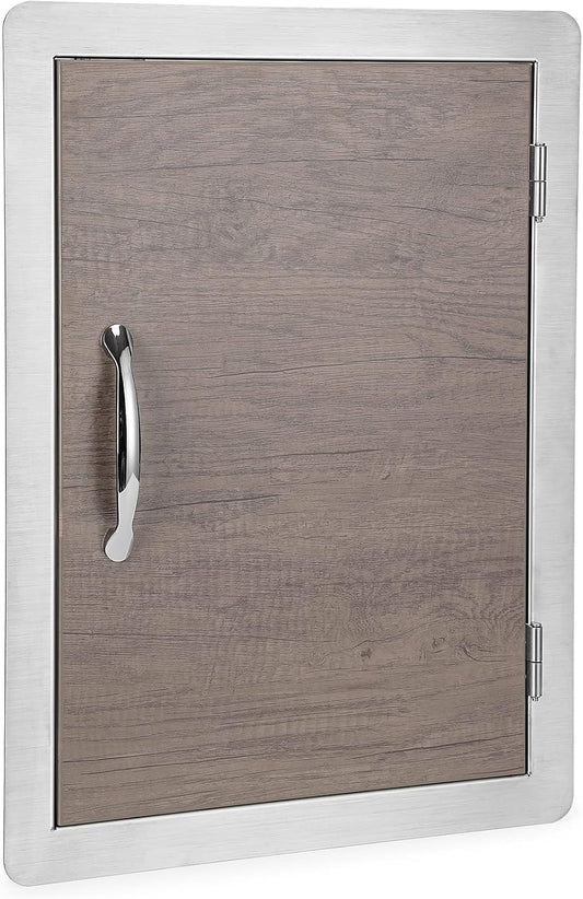Stanbroil Outdoor Kitchen Doors 17" W x 23" H, Single BBQ Access Door Wood Grain Vertical Door for BBQ Island, Grill Station, Outdoor Cabinet