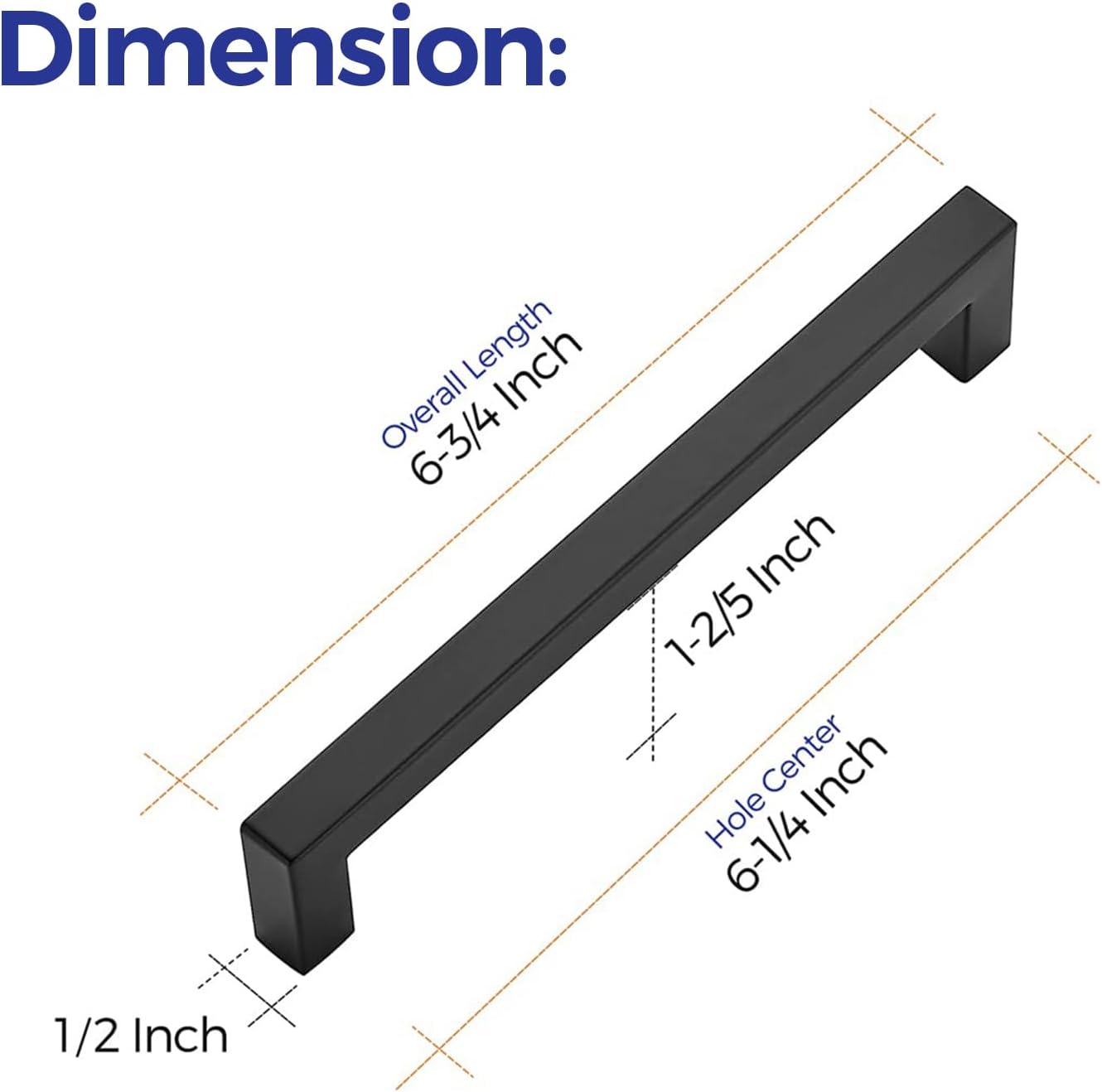 Ravinte 30 Pack 6-1/4 Inch Kitchen Square Cabinet Handles Matte Black Stainless Steel Drawer Pulls Hardware
