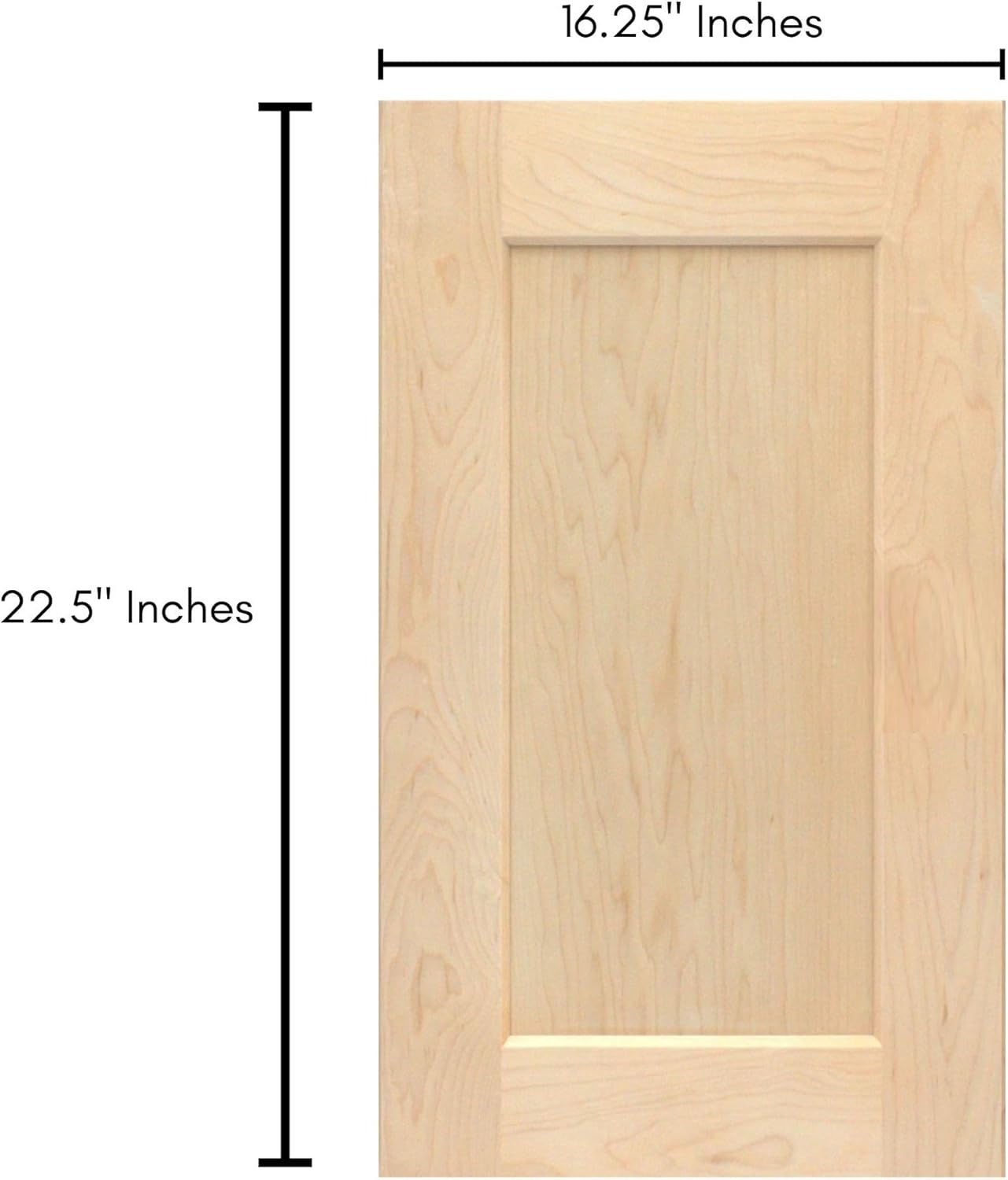 Unfinished Maple Shaker Cabinet Door Front Replacement - 16.25W x 22.5H | Ready to Paint or Stain | Solid Wood | Cabinet Door Replacement